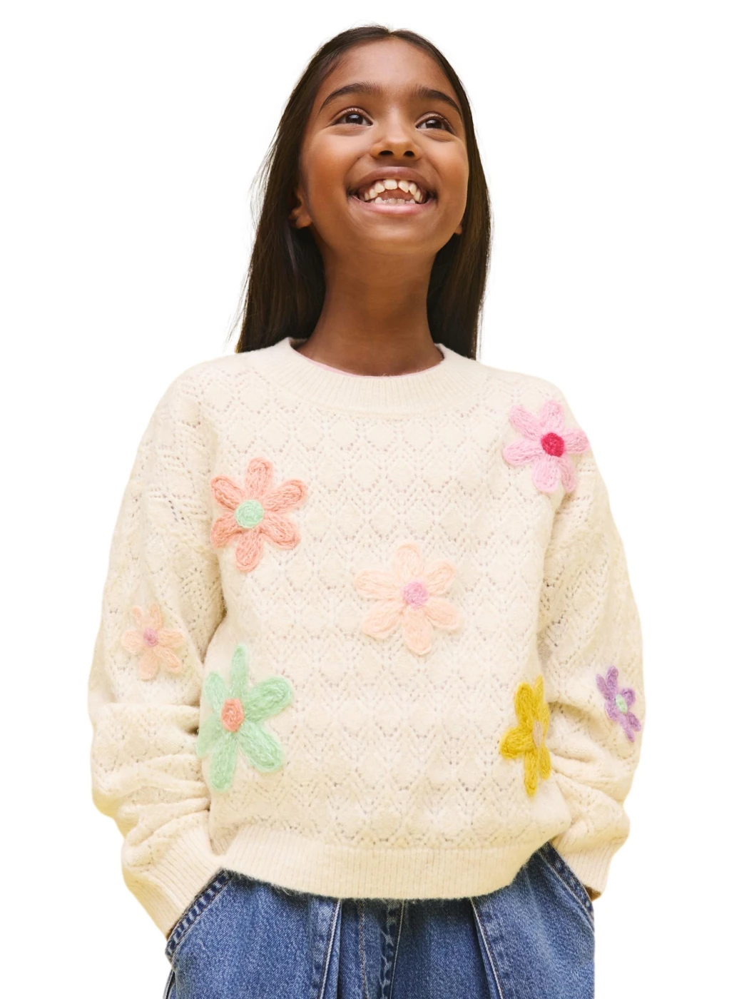 CHOMPA SWEATER FLORES NIÑA NEXT - 1