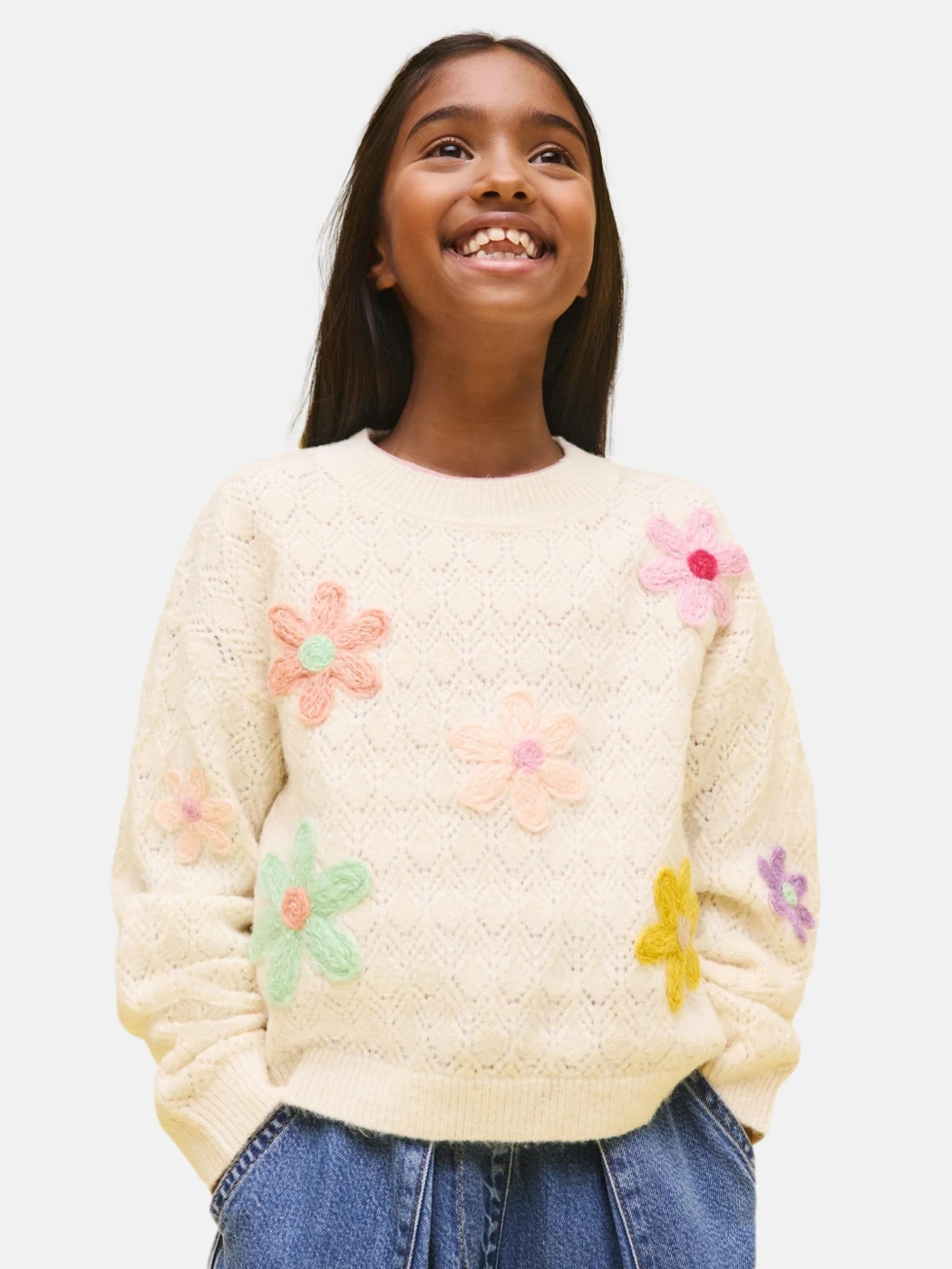 CHOMPA SWEATER FLORES NIÑA NEXT - 2