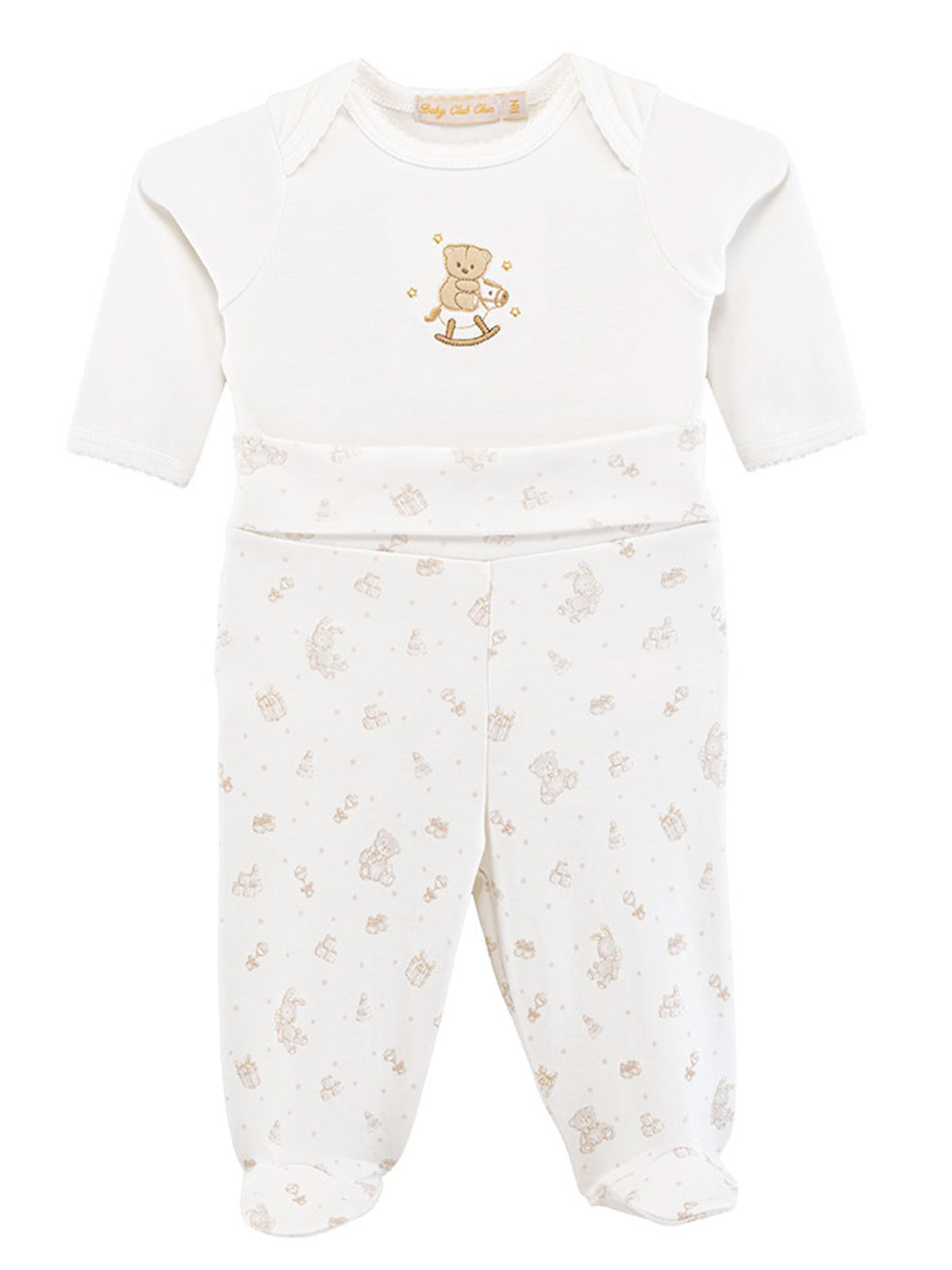 CONJUNTO ALGODÓN UNISEX BABY CLUB CHIC PANTALÓN Y BODY VINTAGE TOY - 1