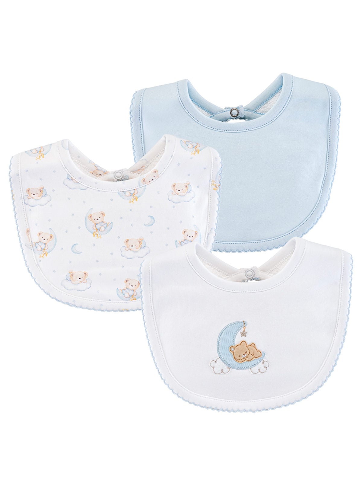 PACK X3 BABEROS ALGODÓN BABY CLUB CHIC TIME TO SLEEP BLUE - 1