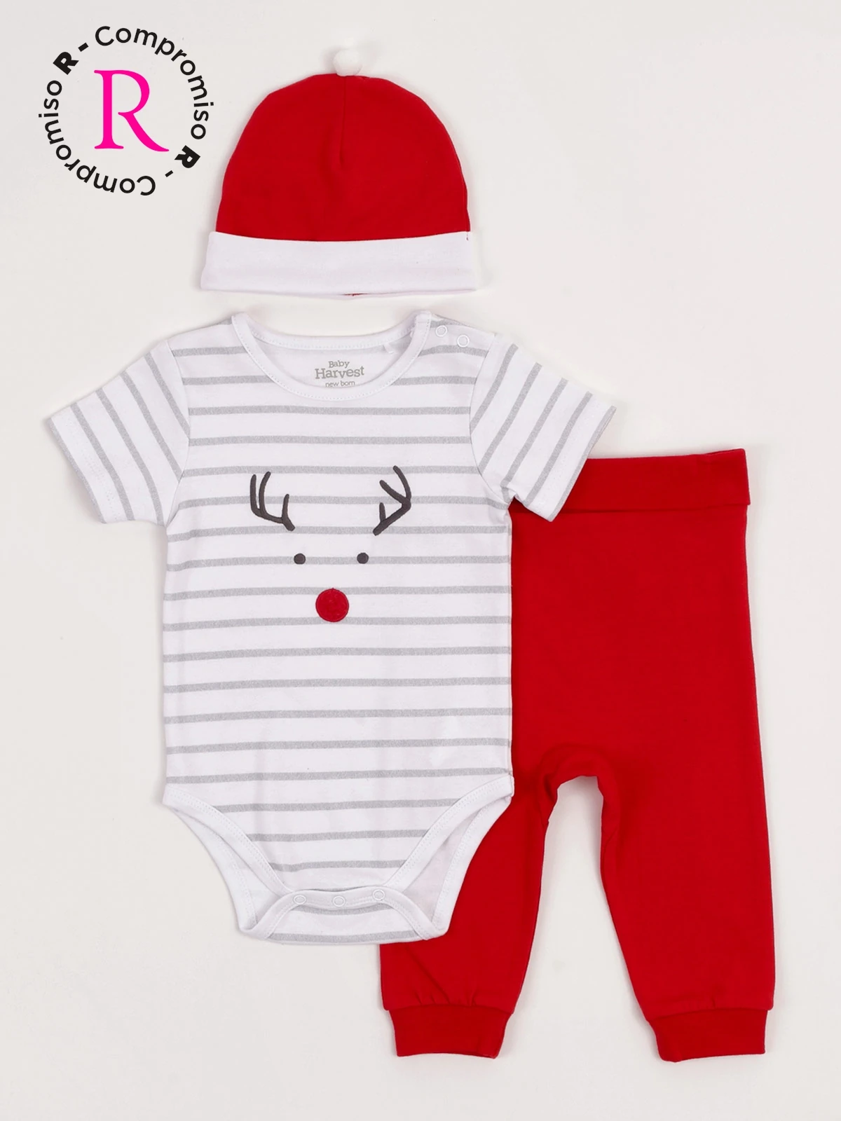CONJUNTO BODY + PANTALÓN + GORRO ALGODÓN NIÑO BABY HARVEST NAVIDAD - 1