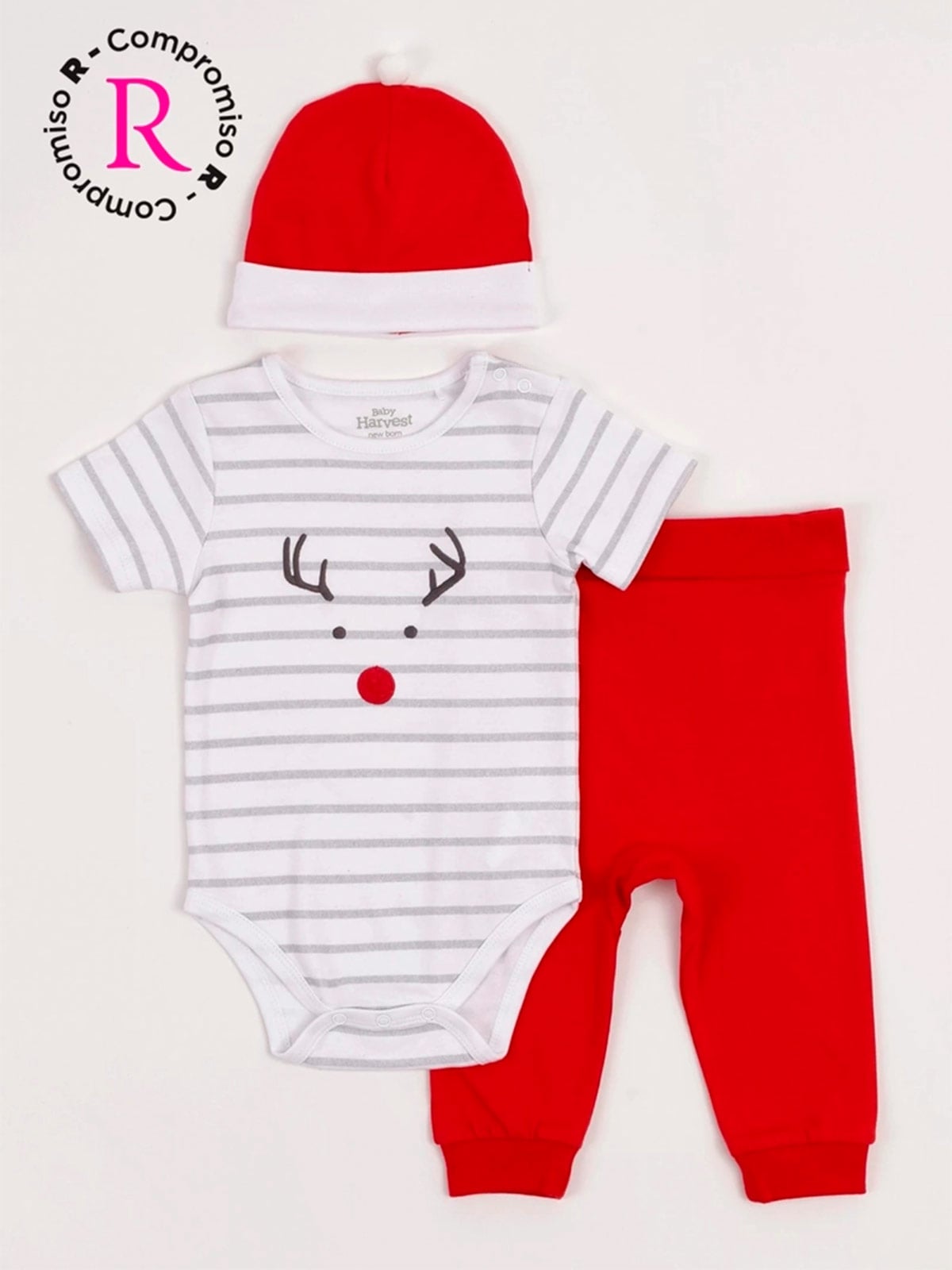 CONJUNTO NAVIDAD BODY + PANTALON + GORRO BEBE NIÑO BABY HARVEST - 1