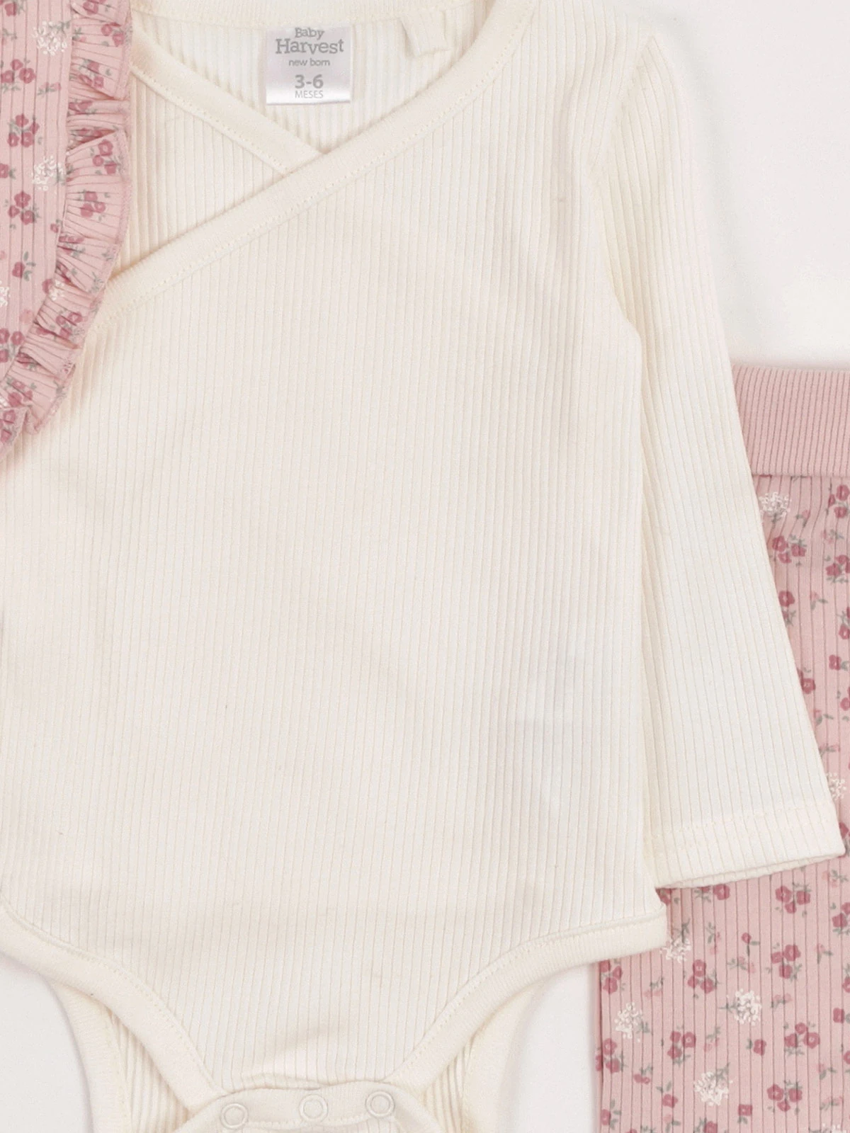 CONJUNTO BODY + PANTALÓN + BABERO ALGODÓN NIÑA BABY HARVEST - 3