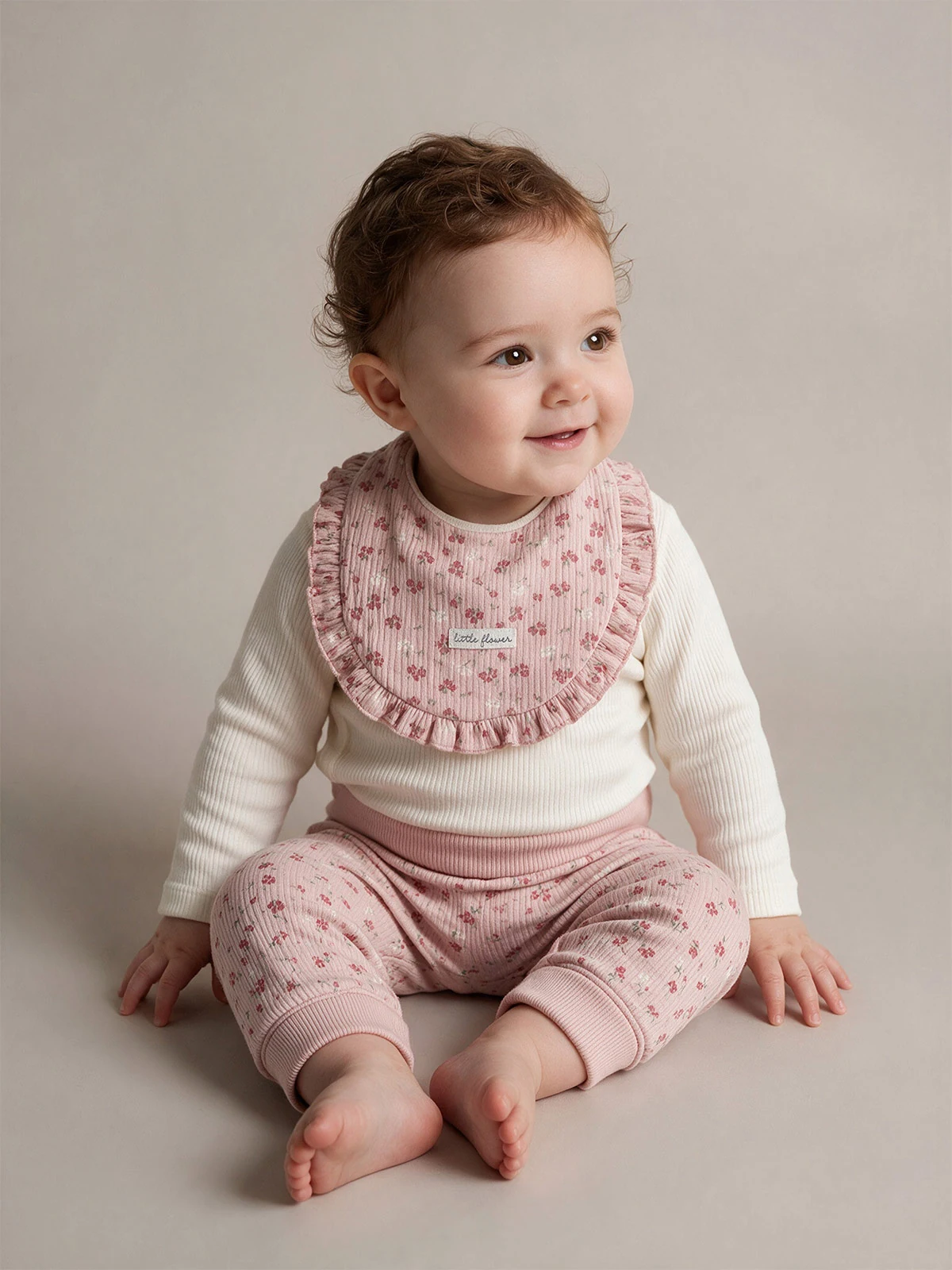CONJUNTO KIMONO BODY ALGODÓN + PANTALON + BABERO BEBE NIÑA BABY HARVEST - 1