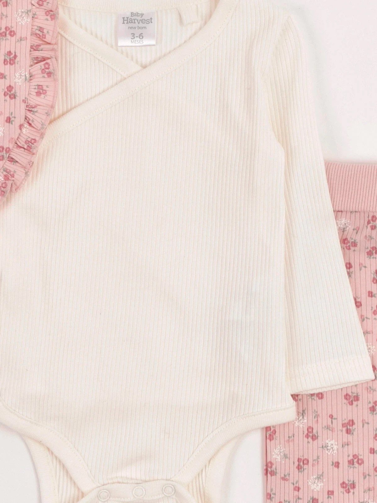 CONJUNTO KIMONO BODY ALGODÓN + PANTALON + BABERO BEBE NIÑA BABY HARVEST - 5