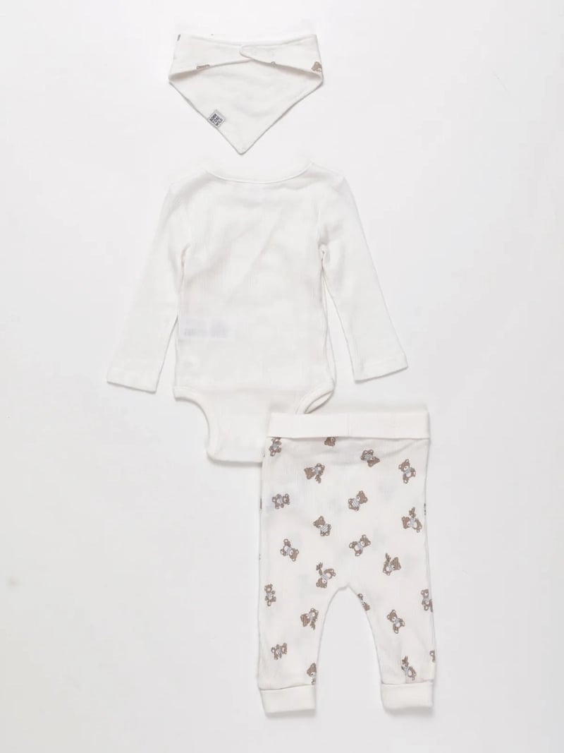 CONJUNTO BODY + PANTALÓN + BABERO ALGODÓN NIÑO BABY HARVEST - 2