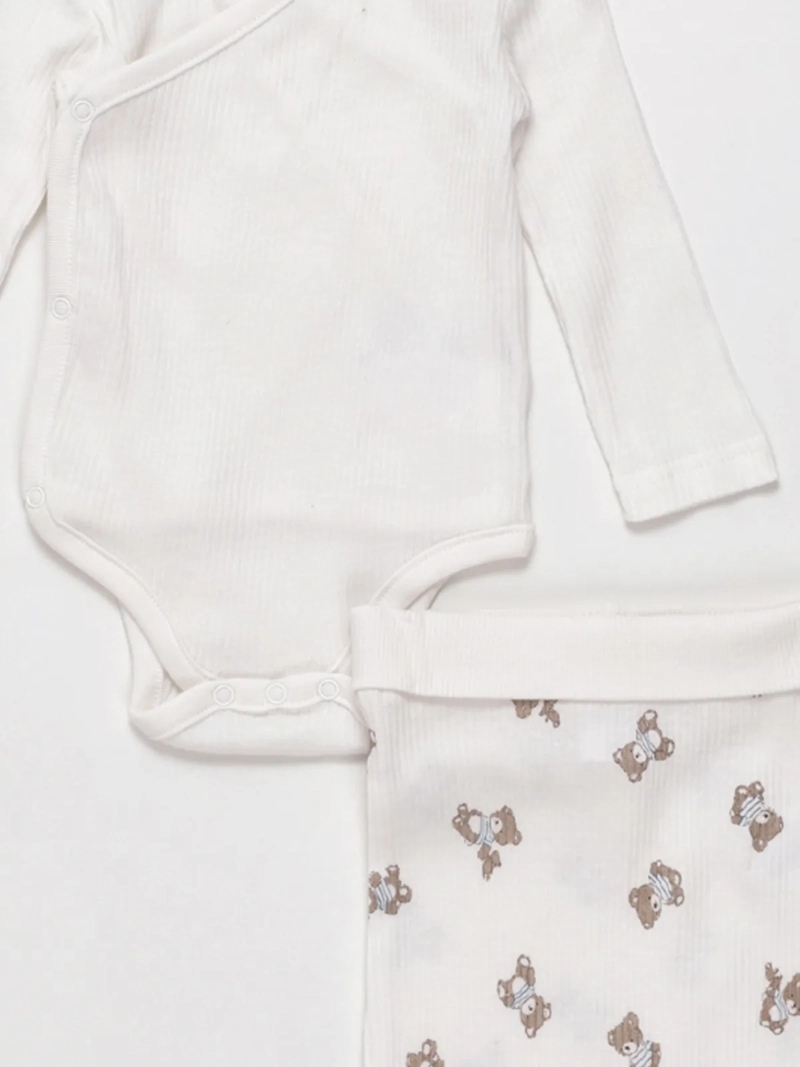 CONJUNTO KIMONO BODY ALGODÓN + PANTALON + BABERO BEBE NIÑO BABY HARVEST - 3