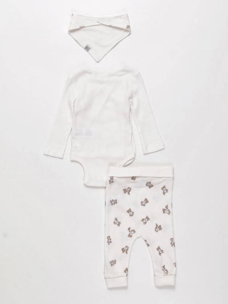 CONJUNTO BODY + PANTALÓN + BABERO ALGODÓN NIÑO BABY HARVEST - 2