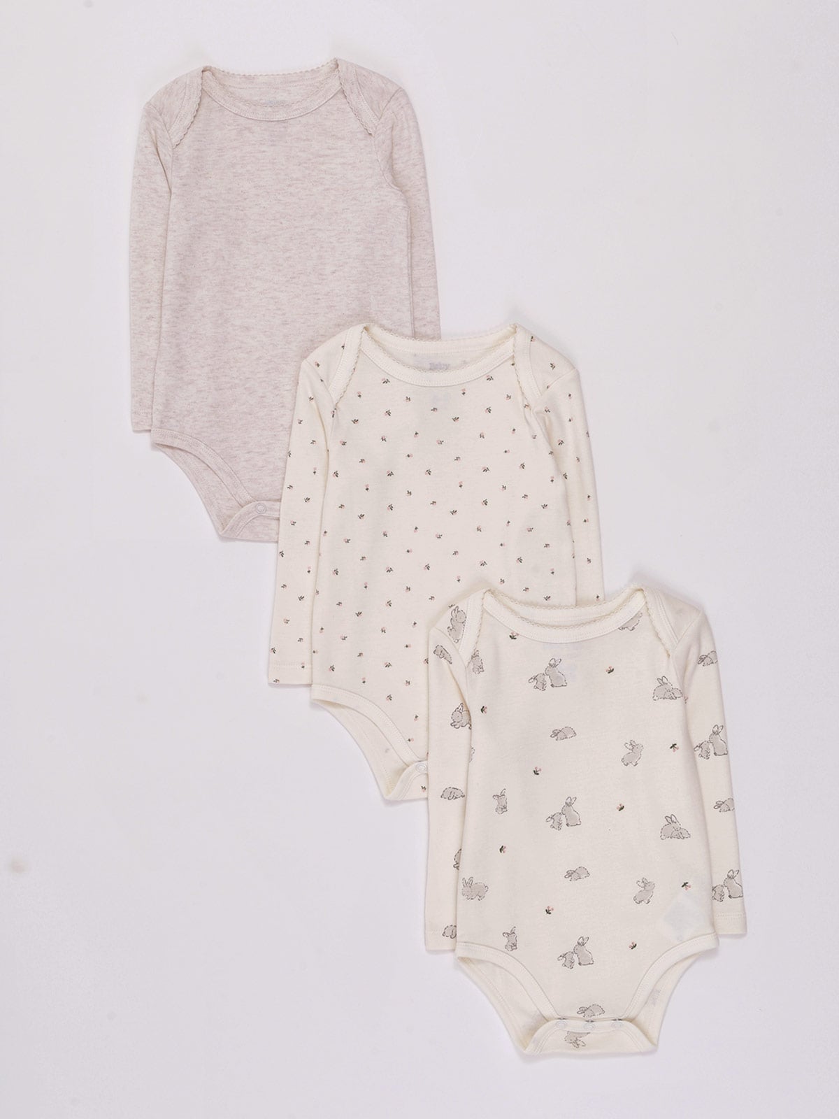 PACK X3 BODYS MANGA LARGA ALGODÓN BEBE NIÑA BABY HARVEST - 1