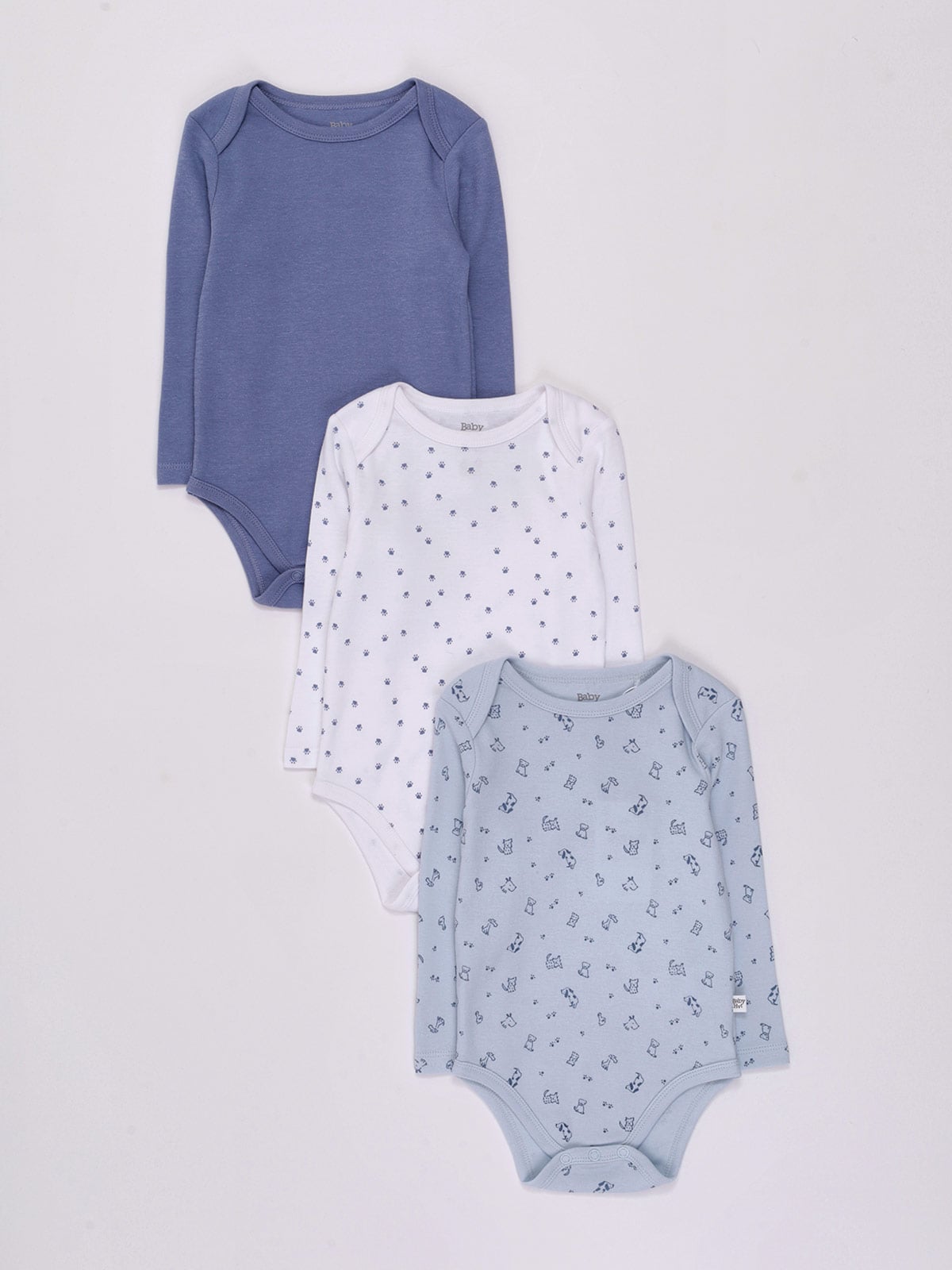 PACK X3 BODYS MANGA LARGA ALGODÓN BEBE NIÑO BABY HARVEST - 1