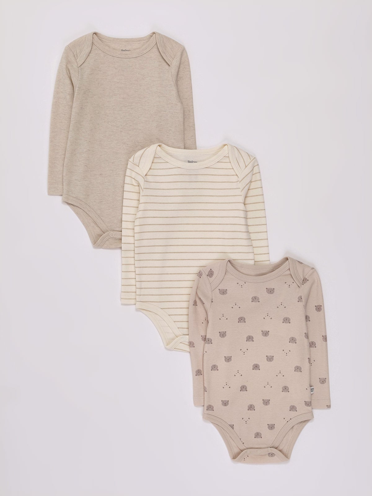 PACK X3 BODYS MANGA LARGA ALGODÓN BEBE NIÑO BABY HARVEST - 1