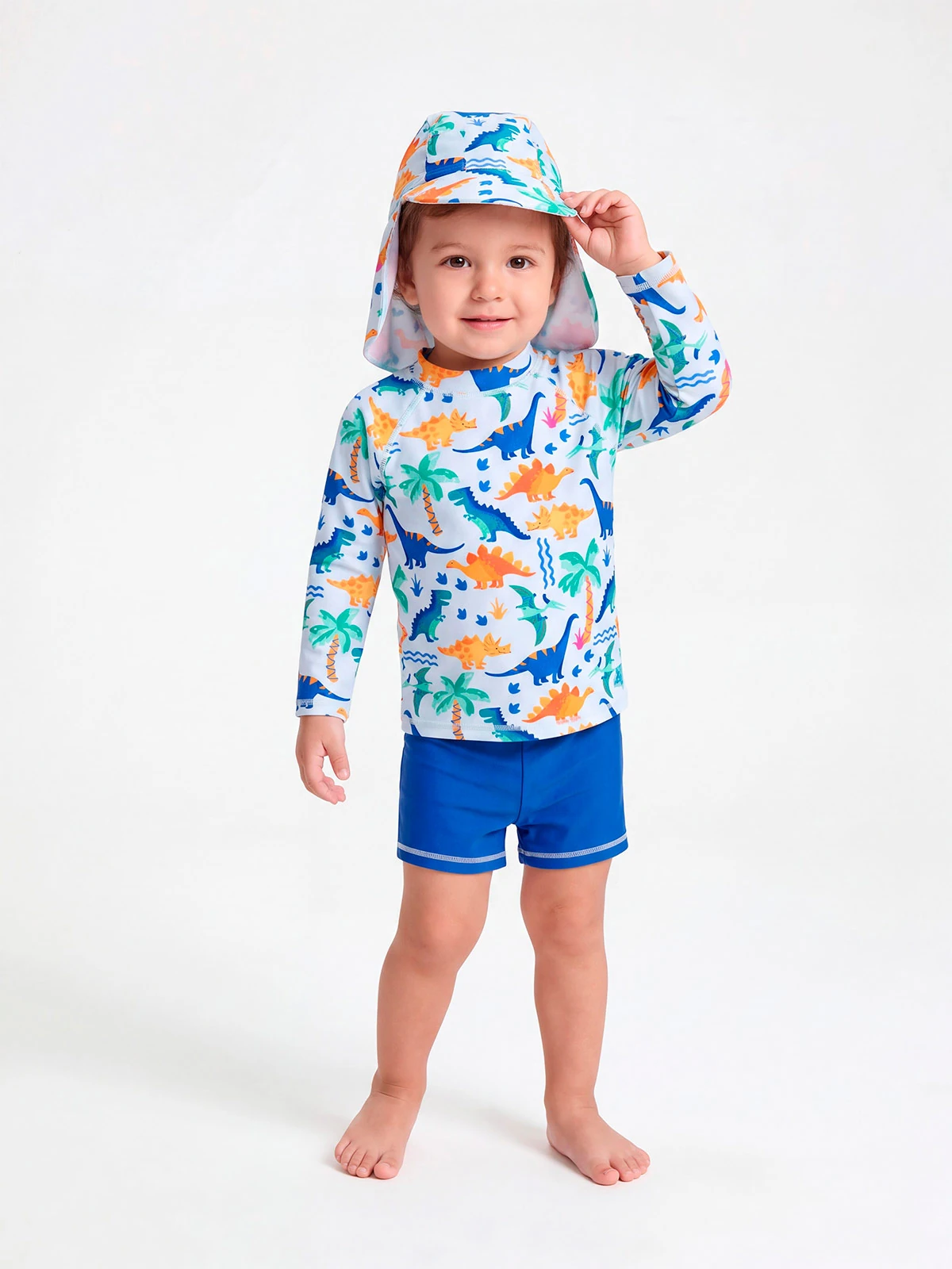 ROPA DE BAÑO 2 PIEZAS MANGA LARGA CON GORRO BEBE NIÑO BABY HARVEST - 1