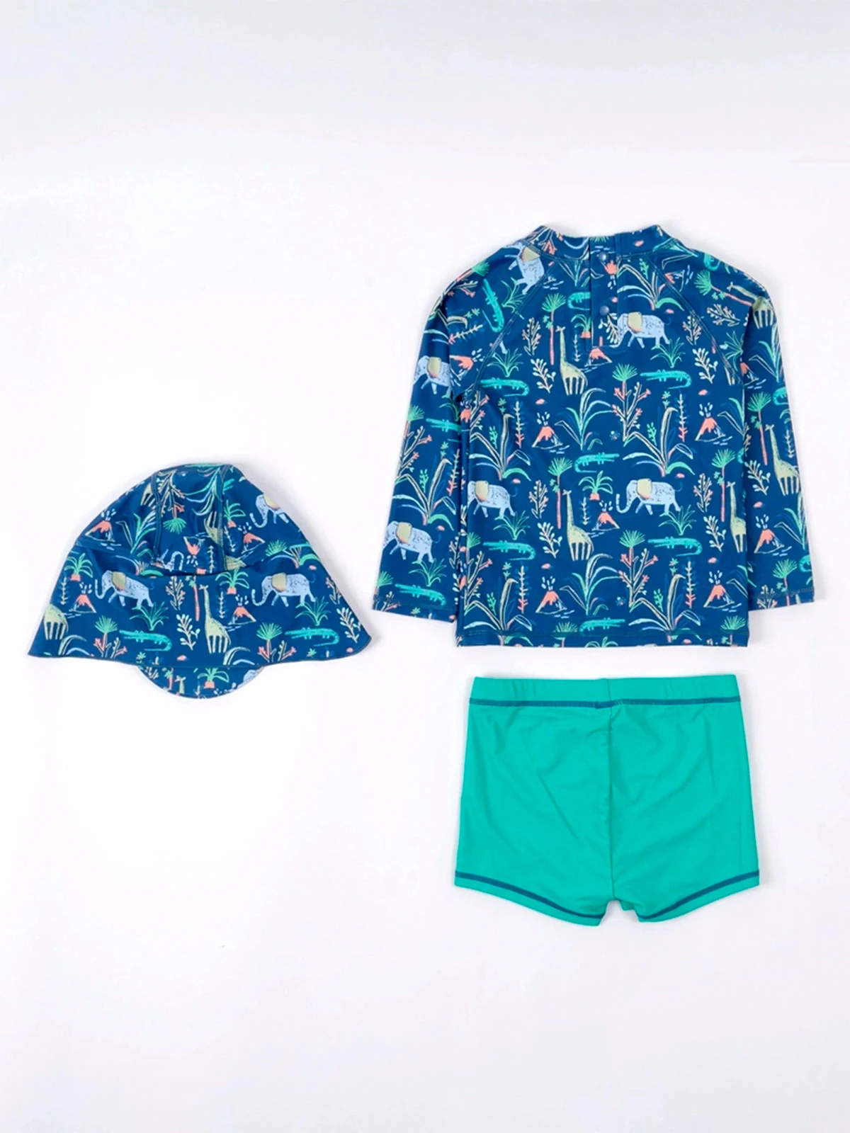 ROPA DE BAÑO 2 PIEZAS MANGA LARGA CON GORRO BEBE NIÑO BABY HARVEST - 2
