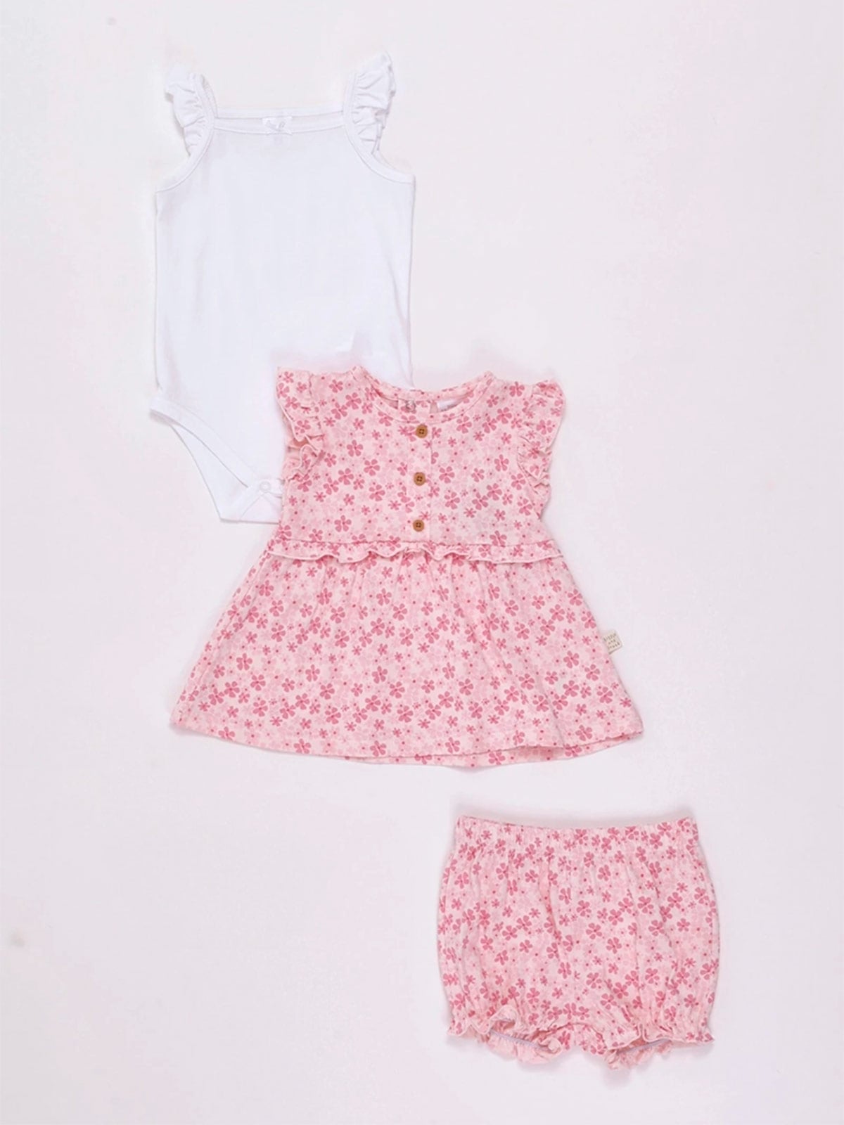 CONJUNTO BODY ALGODÓN + BLUSA + SHORT BEBE NIÑA BABY HARVEST - 1