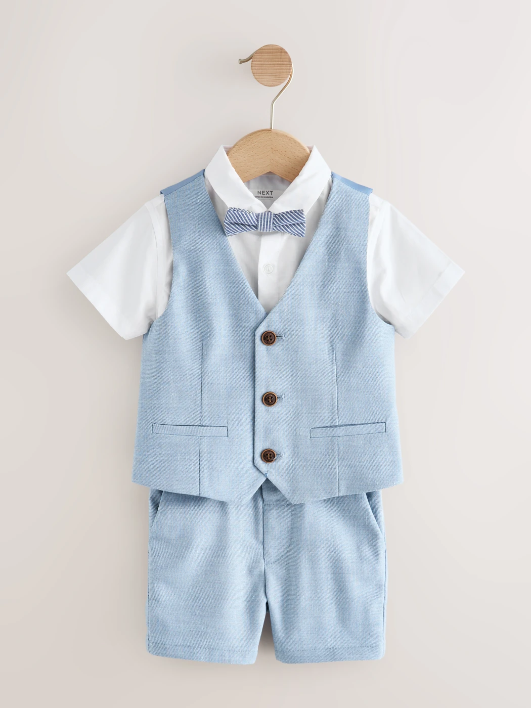 CONJUNTO CHALECO + CAMISA + CORBATÍN + SHORT NIÑO NEXT - 1