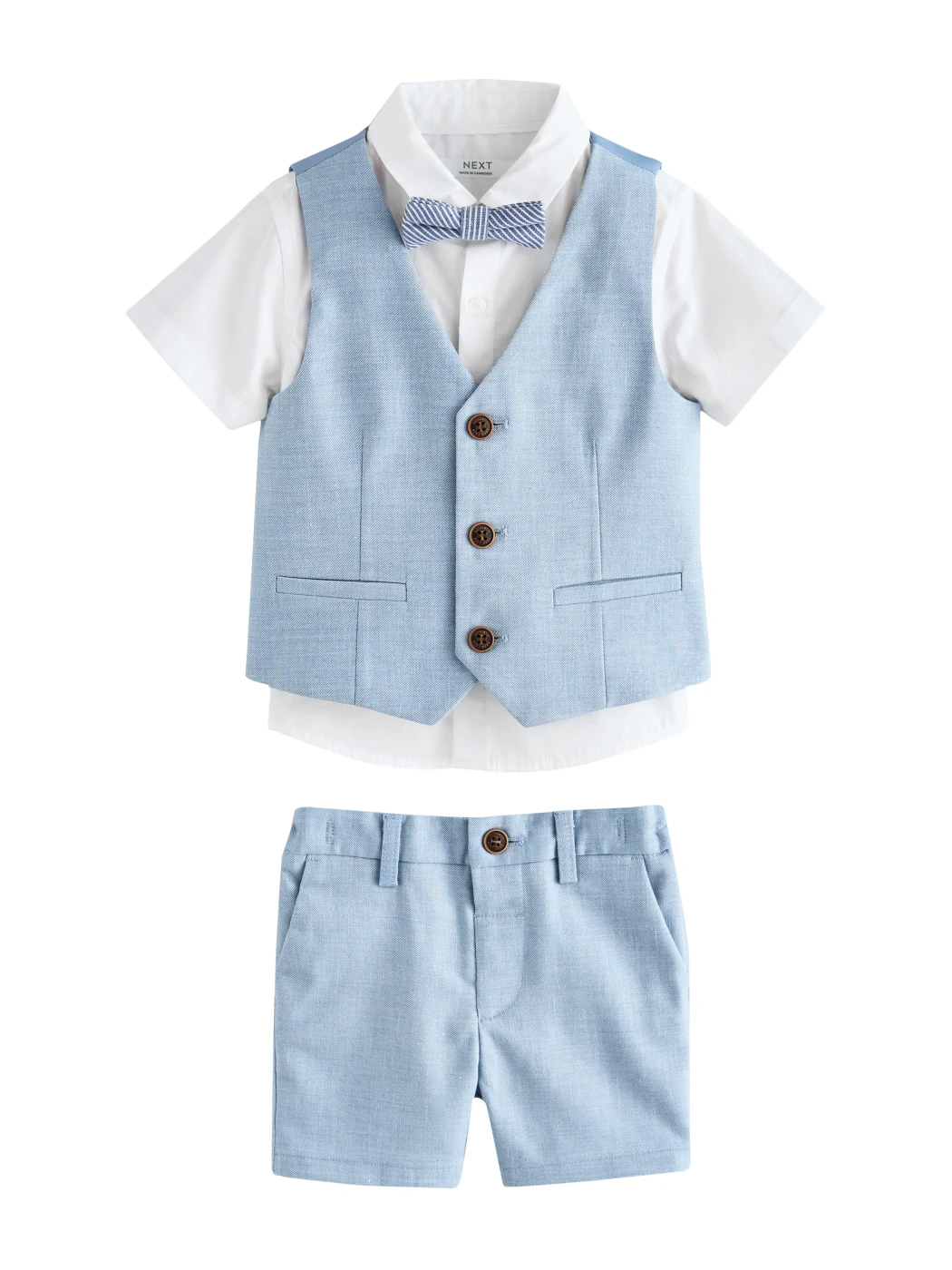 CONJUNTO CHALECO + CAMISA + CORBATÍN + SHORT NIÑO NEXT - 5