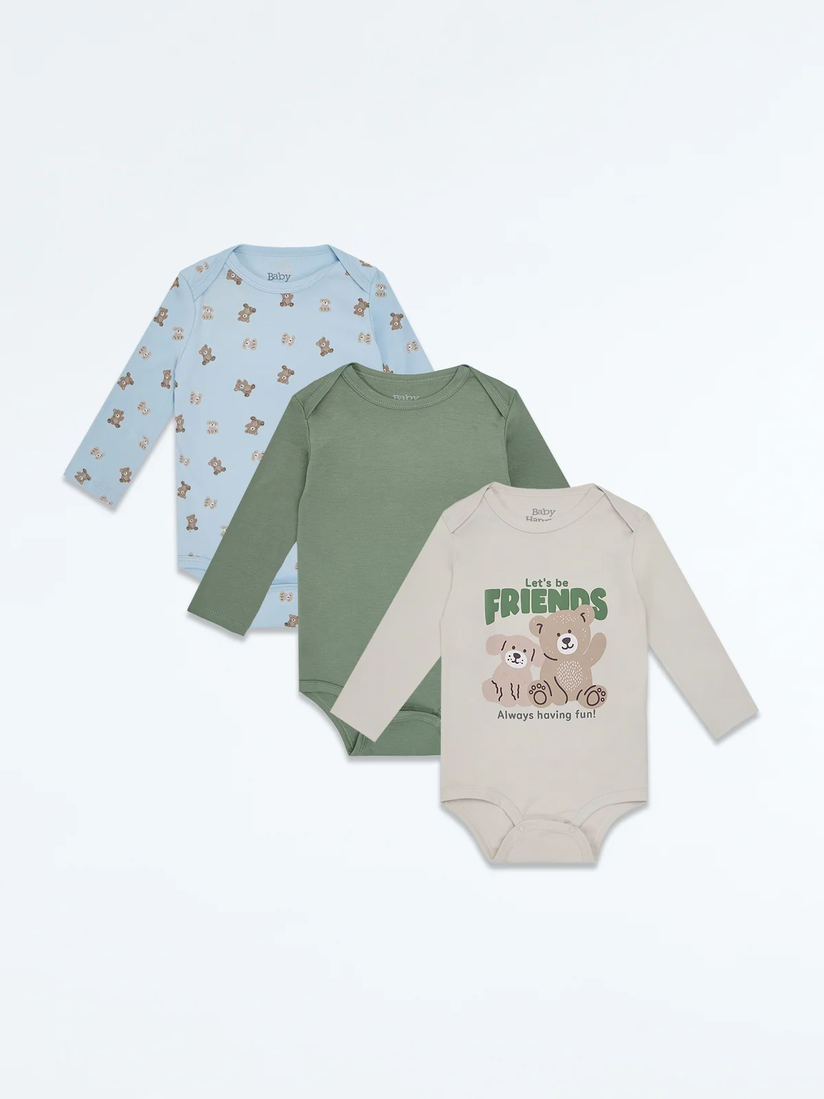 PACK X3 BODY ALGODÓN PERUANO NIÑO BABY HARVEST - 1