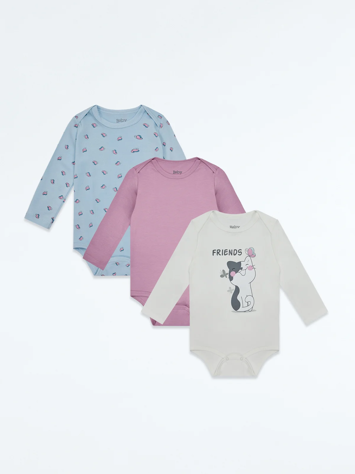 PACK X3 BODY ALGODÓN PERUANO NIÑA BABY HARVEST - 1