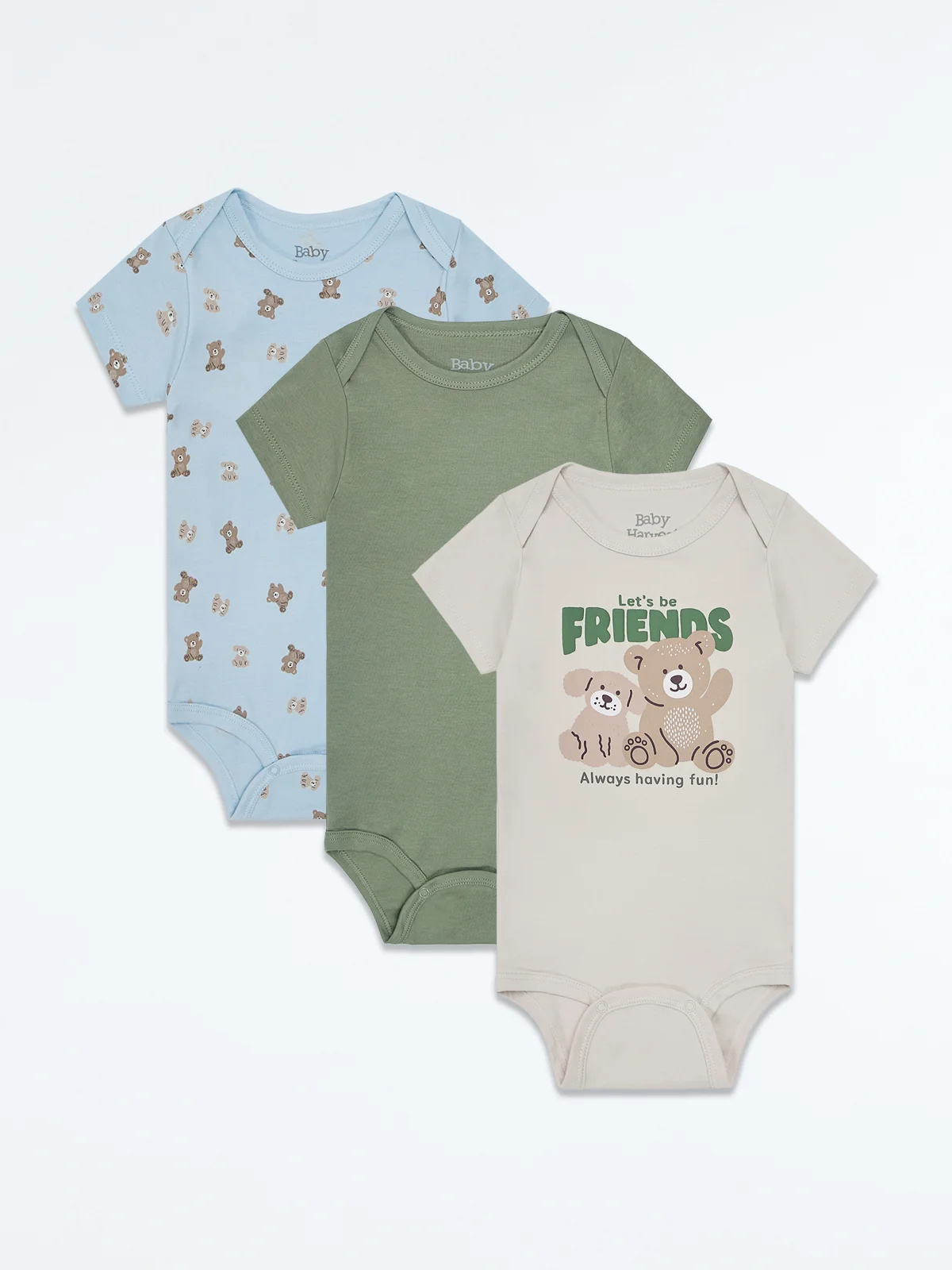 PACK X3 BODY ALGODÓN PERUANO NIÑO BABY HARVEST - 1