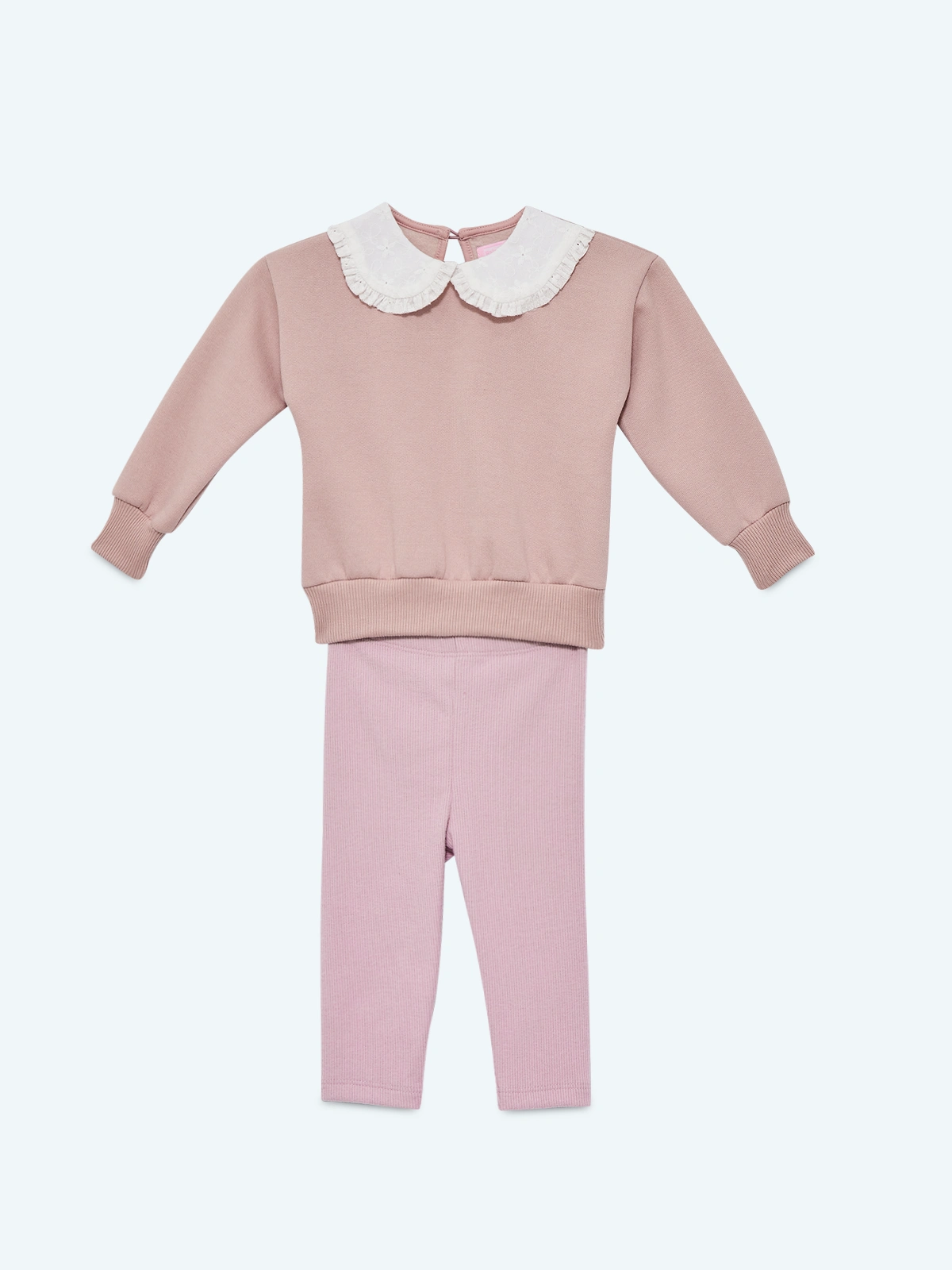 CONJUNTO POLERA BRODERIE + BUZO RIB BEBÉ NIÑA BABY HARVEST - 1