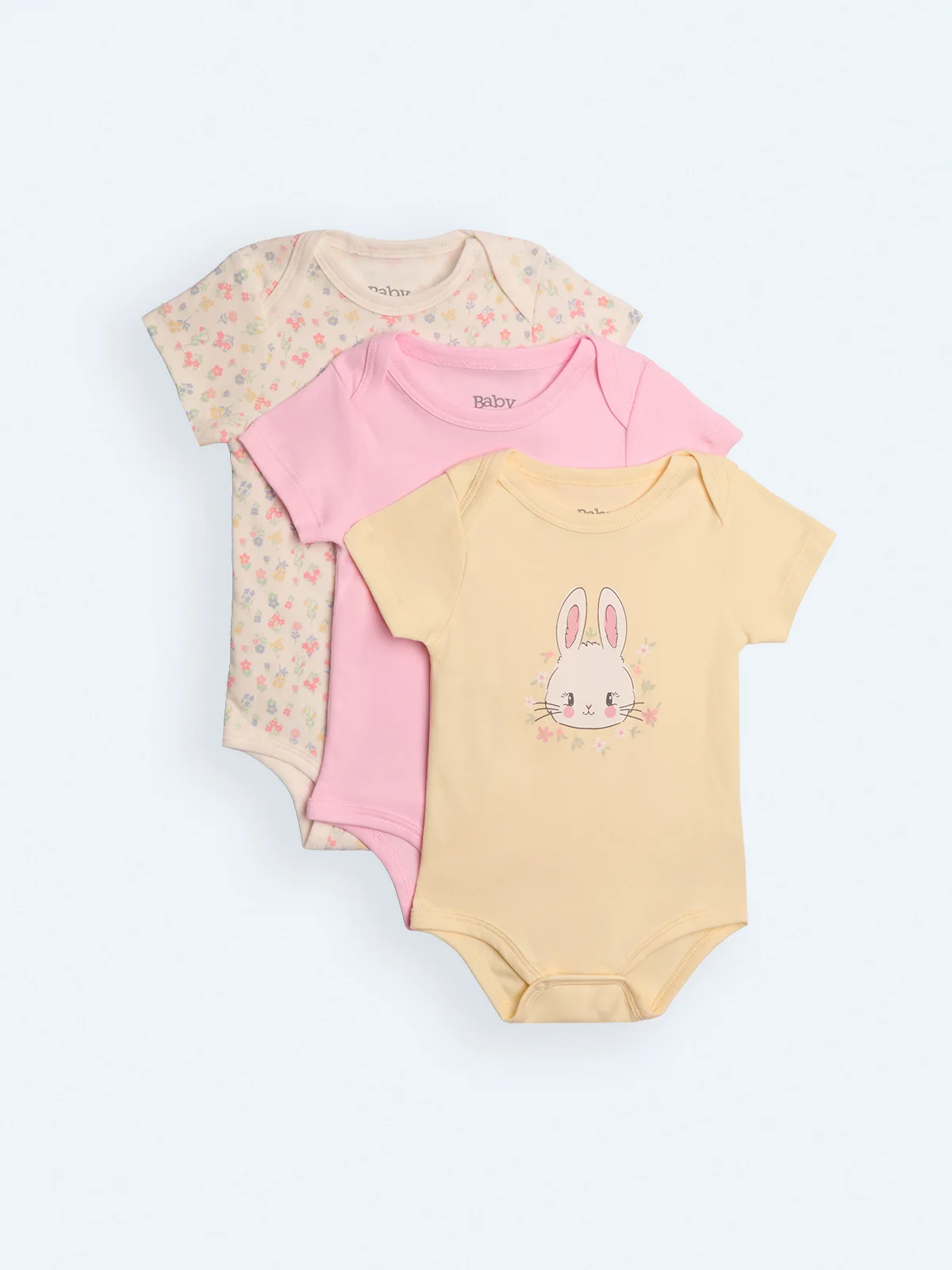 PACK X3 BODY MANGA CORTA ALGODÓN PERUANO NIÑA BABY HARVEST - 1