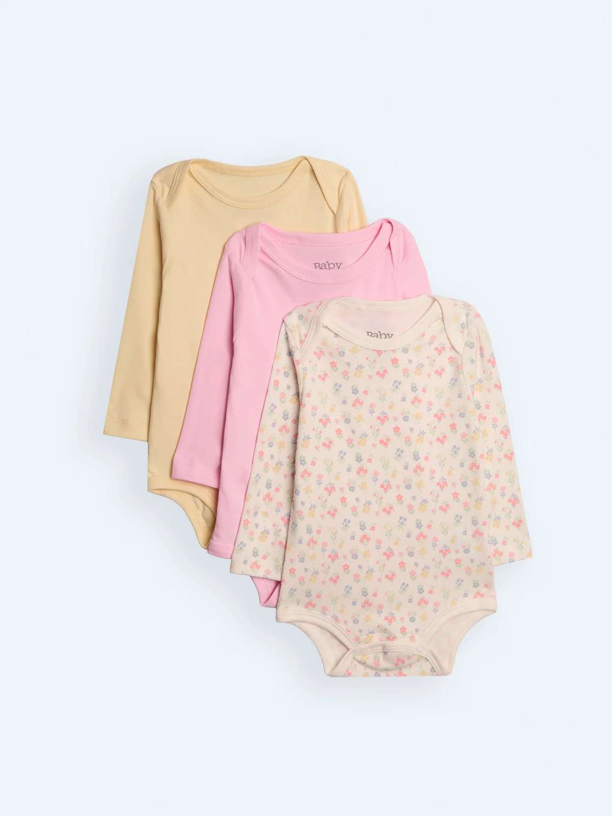 PACK X3 BODYS MANGA LARGA ALGODÓN PERUANO BEBE NIÑA BABY HARVEST - 1