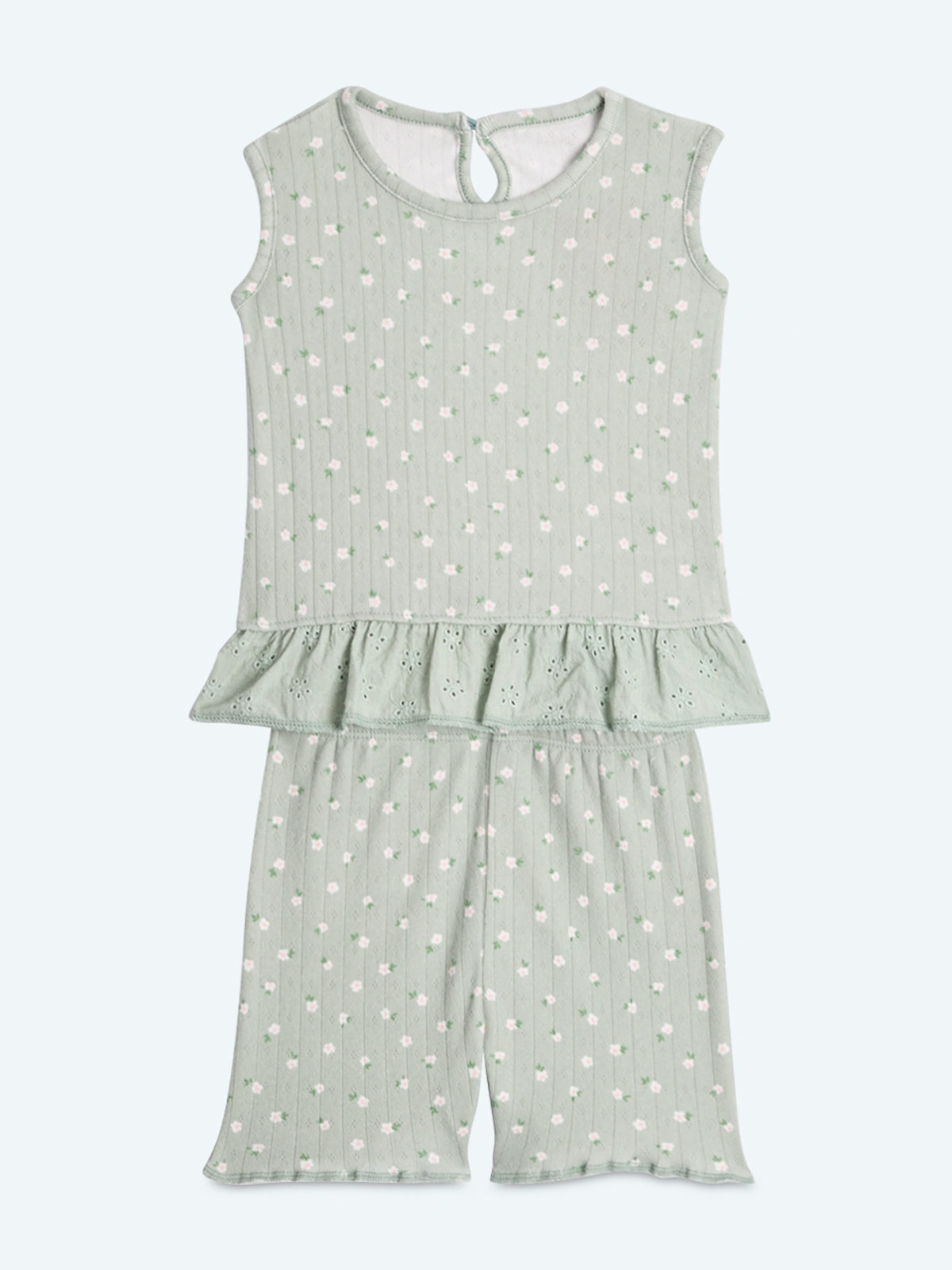 CONJUNTO RIB BRODERIE POLO + SHORT BEBE NIÑA BABY HARVEST - 1