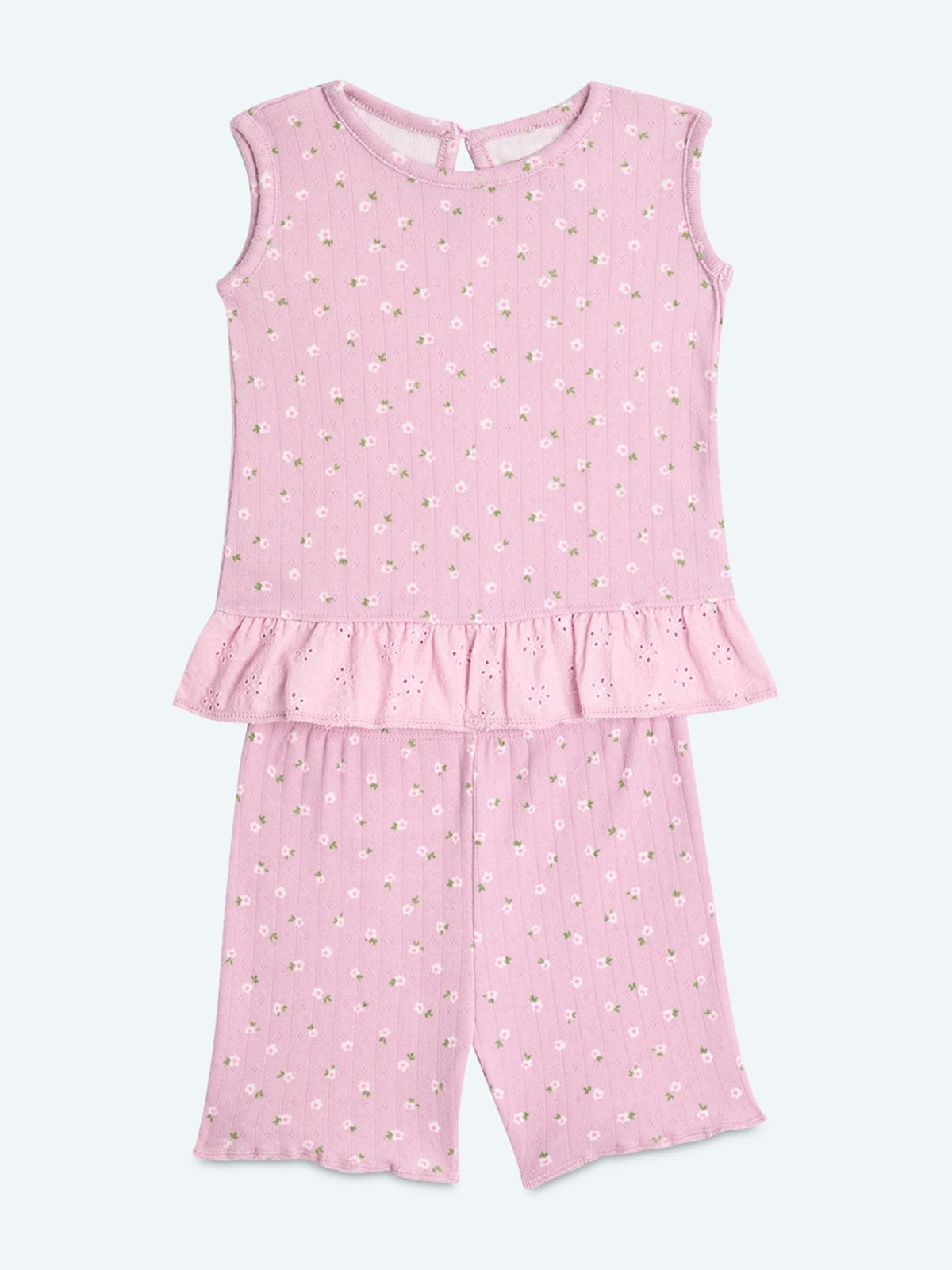 CONJUNTO RIB BRODERIE POLO + SHORT BEBE NIÑA BABY HARVEST - 1