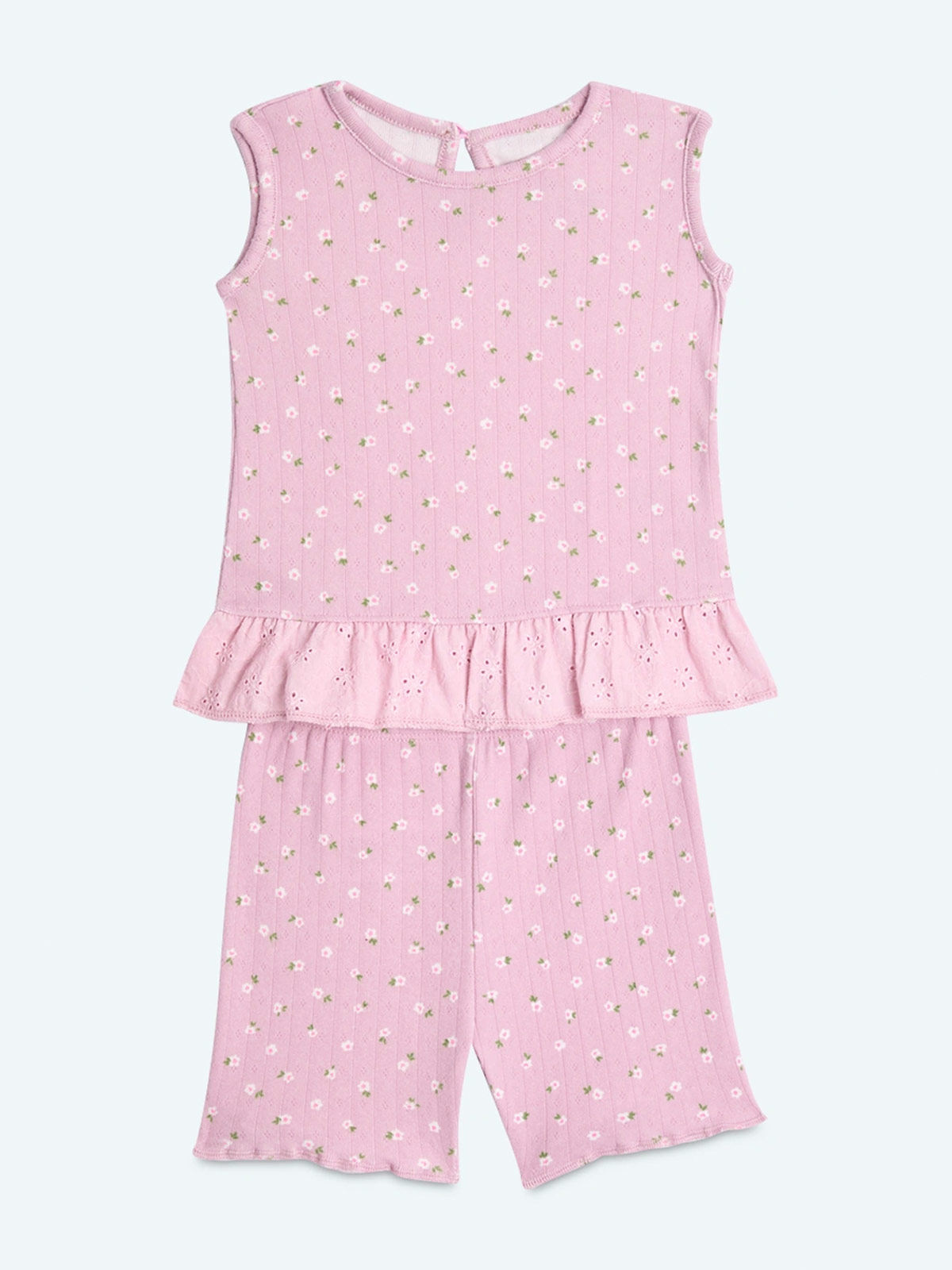 CONJUNTO RIB BRODERIE POLO + SHORT BEBE NIÑA BABY HARVEST - 1