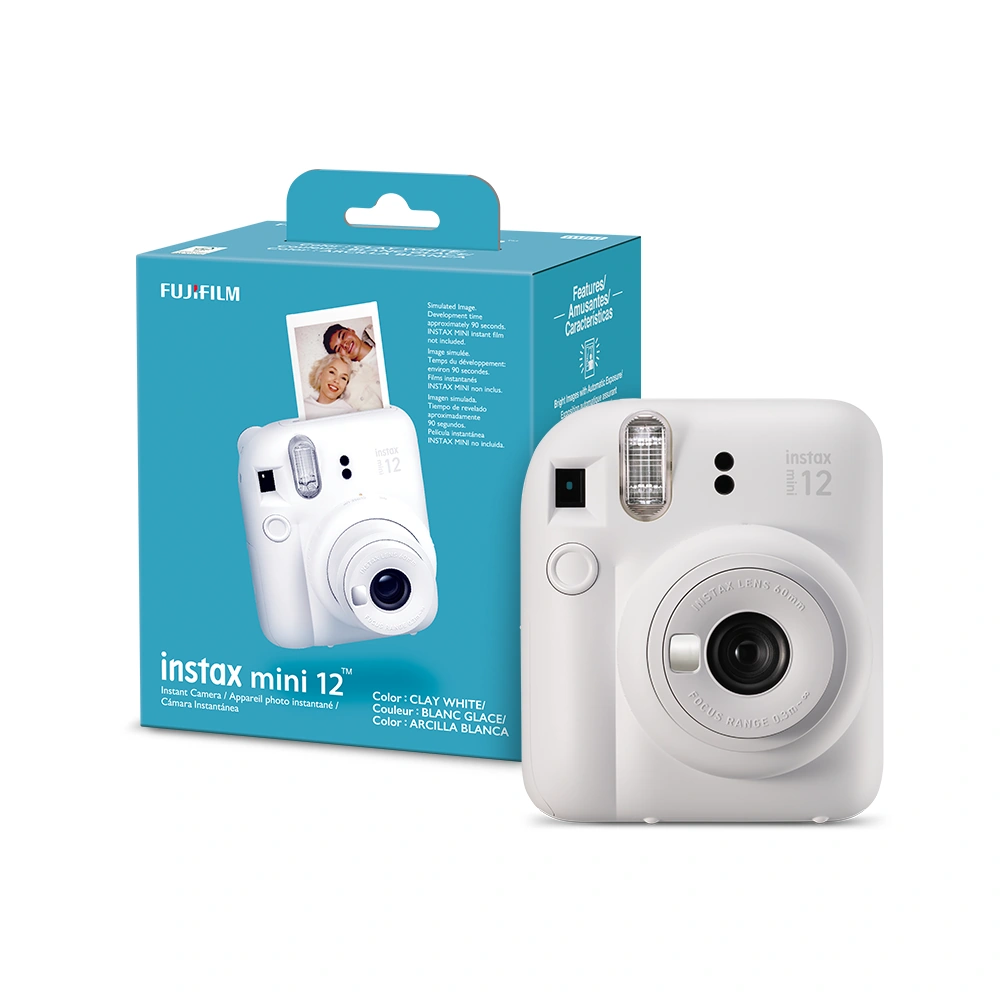 CÁMARA FUJIFILM INSTAX MINI12 + PACK10 + ESTUCHE BLANCO - 1