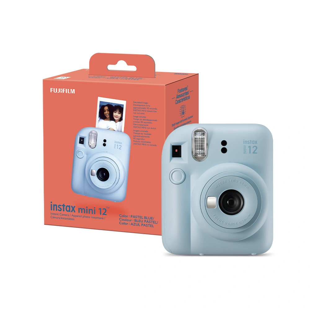 CÁMARA FUJIFILM INSTAX MINI12 + PACK10 + ESTUCHE AZUL PASTEL - 1