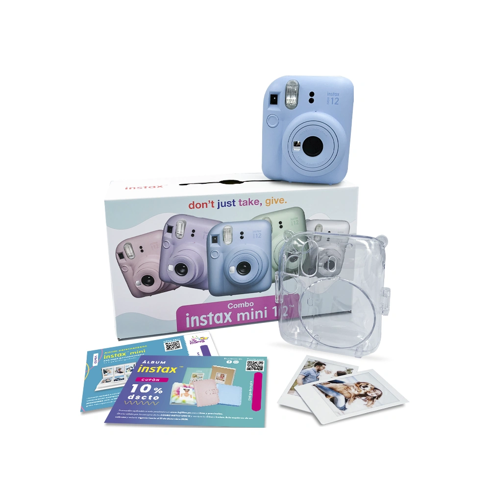 CÁMARA FUJIFILM INSTAX MINI12 + PACK10 + ESTUCHE AZUL PASTEL - 2