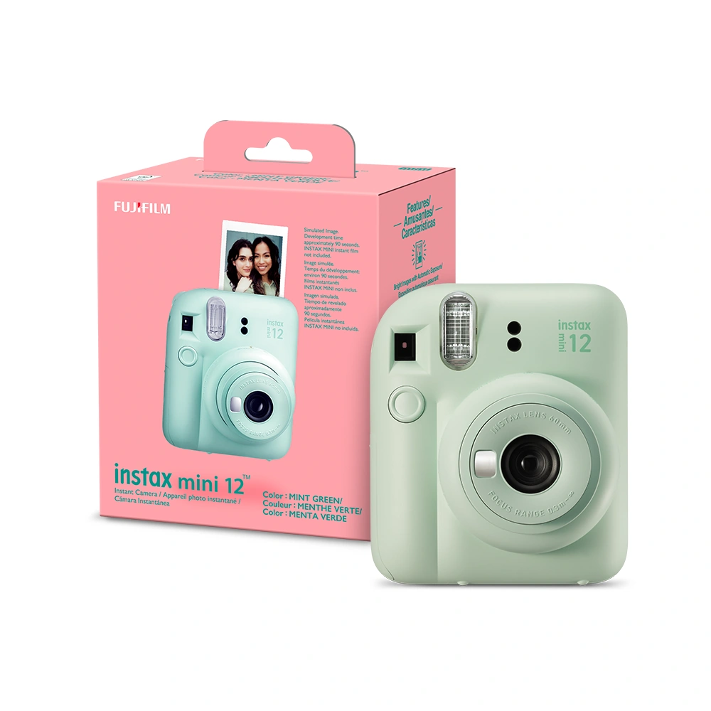 CÁMARA FUJIFILM INSTAX MINI12 + PACK10 + ESTUCHE MENTA - 1