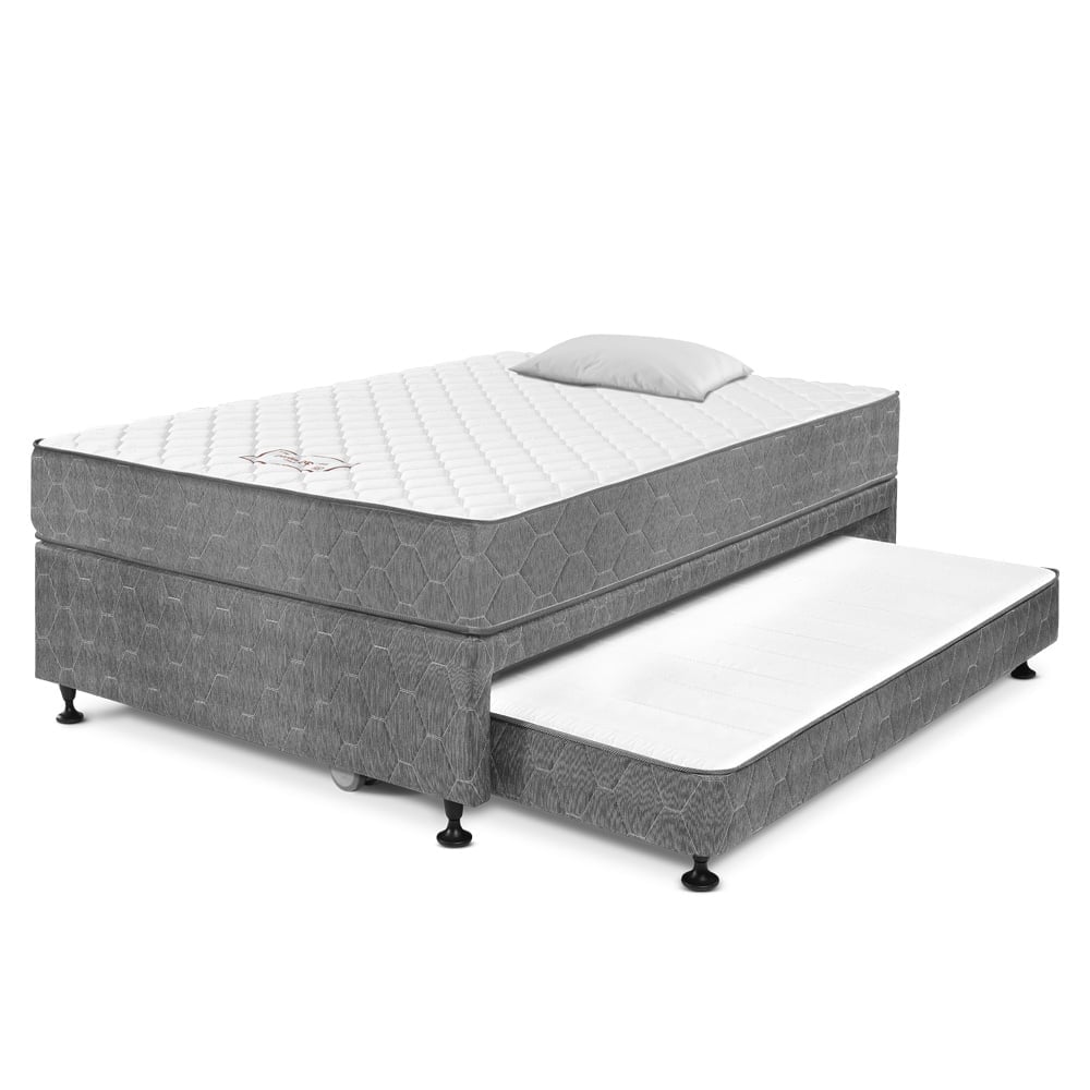CAMA DIVÁN PARAÍSO 1.5 PLAZAS GRIS + 1 ALMOHADA + PROTECTOR - 1