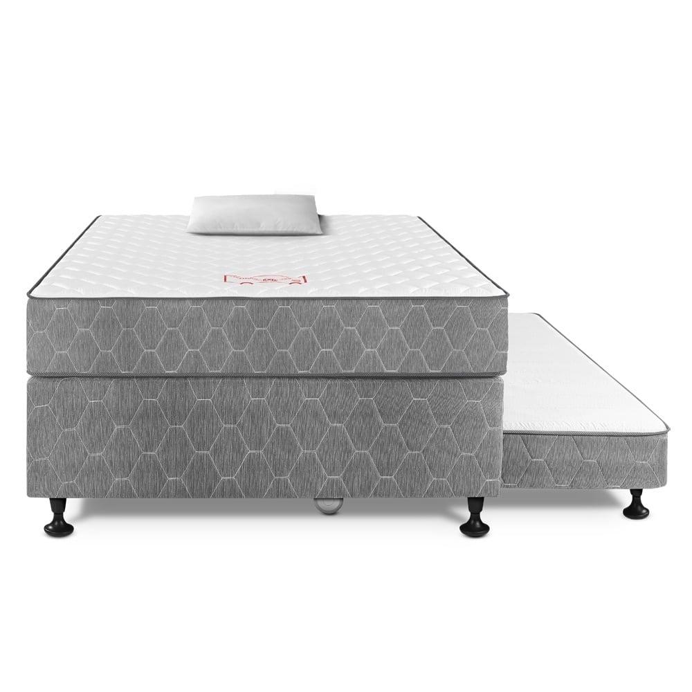 CAMA DIVÁN PARAÍSO 1.5 PLAZAS GRIS + 1 ALMOHADA + PROTECTOR - 3