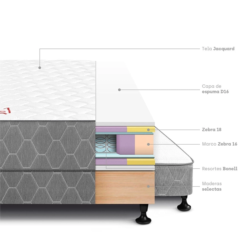 CAMA DIVÁN PARAÍSO 2 PLAZAS GRIS + 2 ALMOHADAS + PROTECTOR - 4