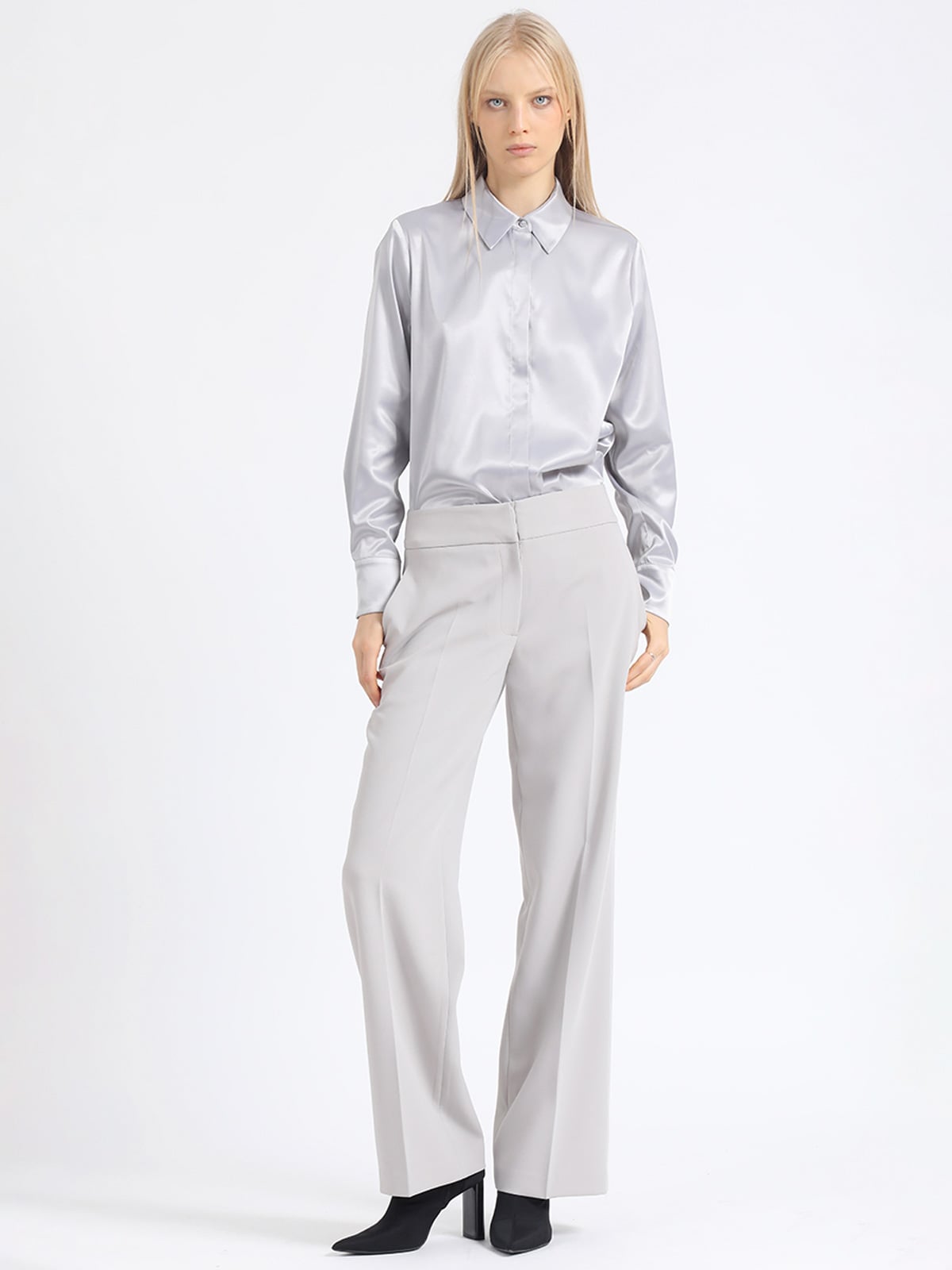 PANTALÓN FORMAL LARGO RECTO MUJER LIOLA GRIS TIRO ALTO - 2