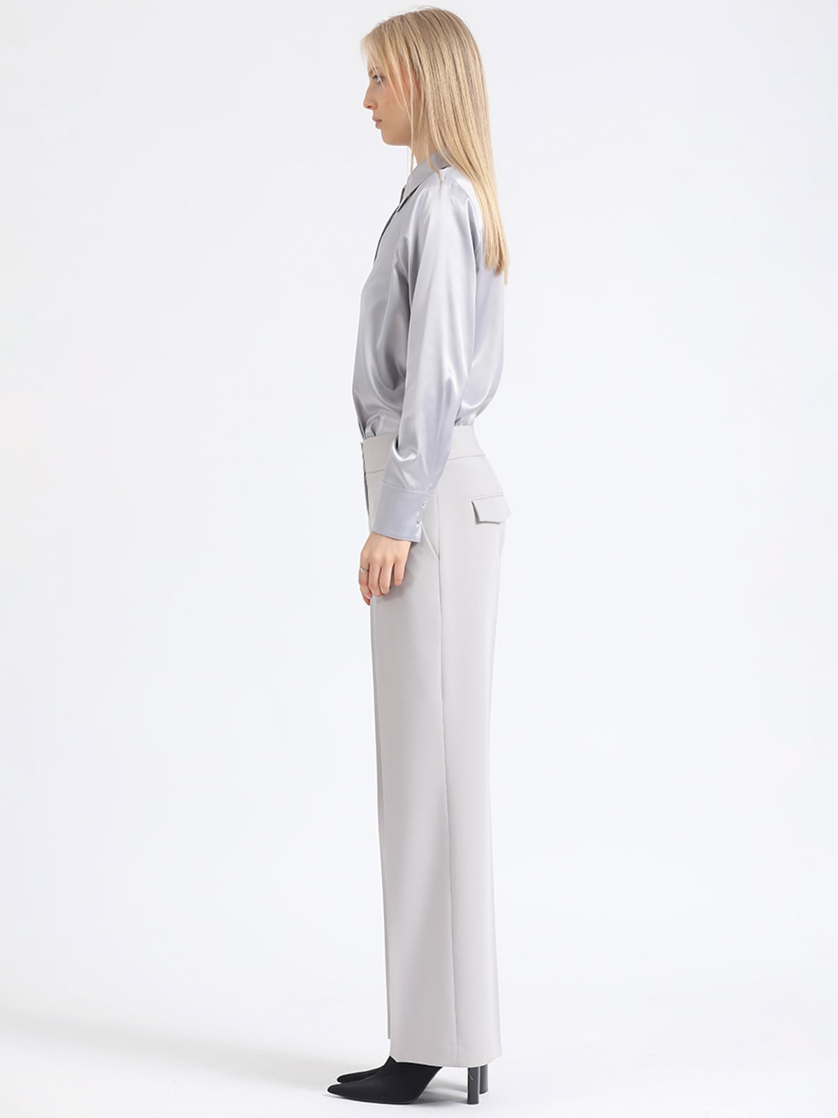 PANTALÓN FORMAL LARGO RECTO MUJER LIOLA GRIS TIRO ALTO - 3