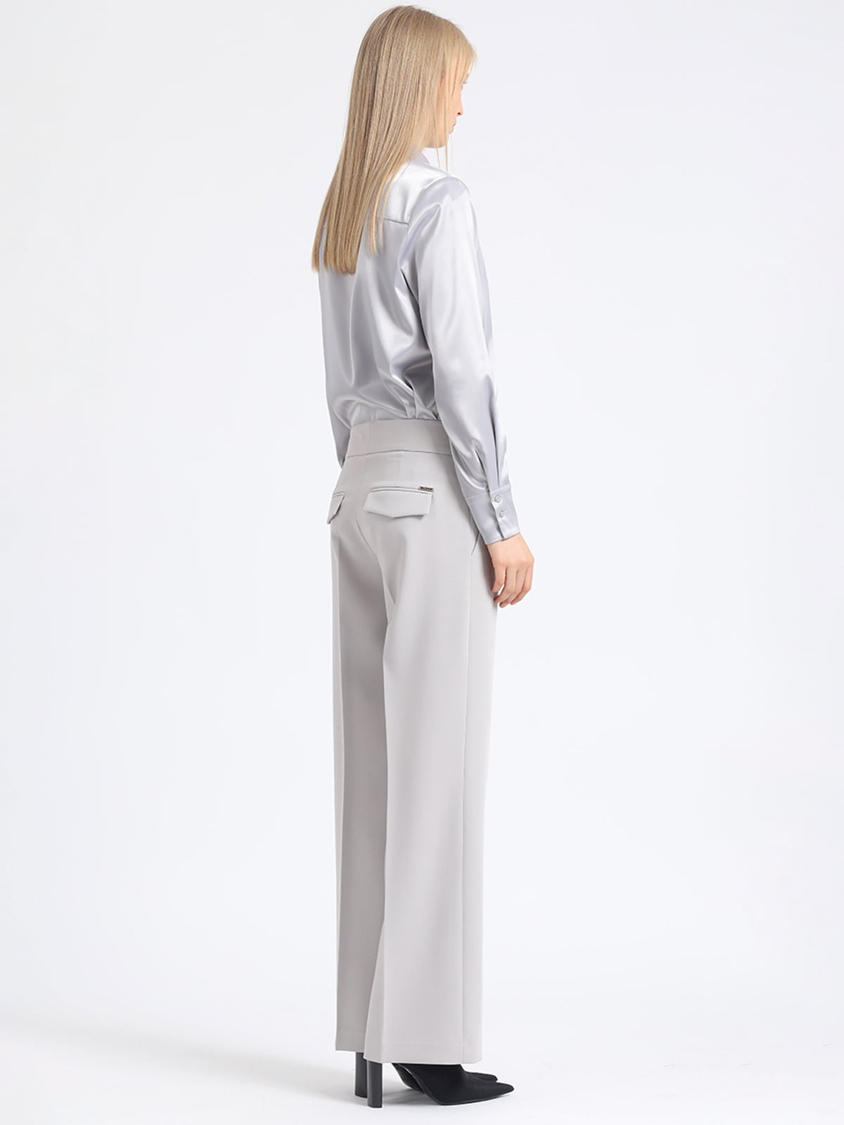 PANTALÓN FORMAL LARGO RECTO MUJER LIOLA GRIS TIRO ALTO - 4
