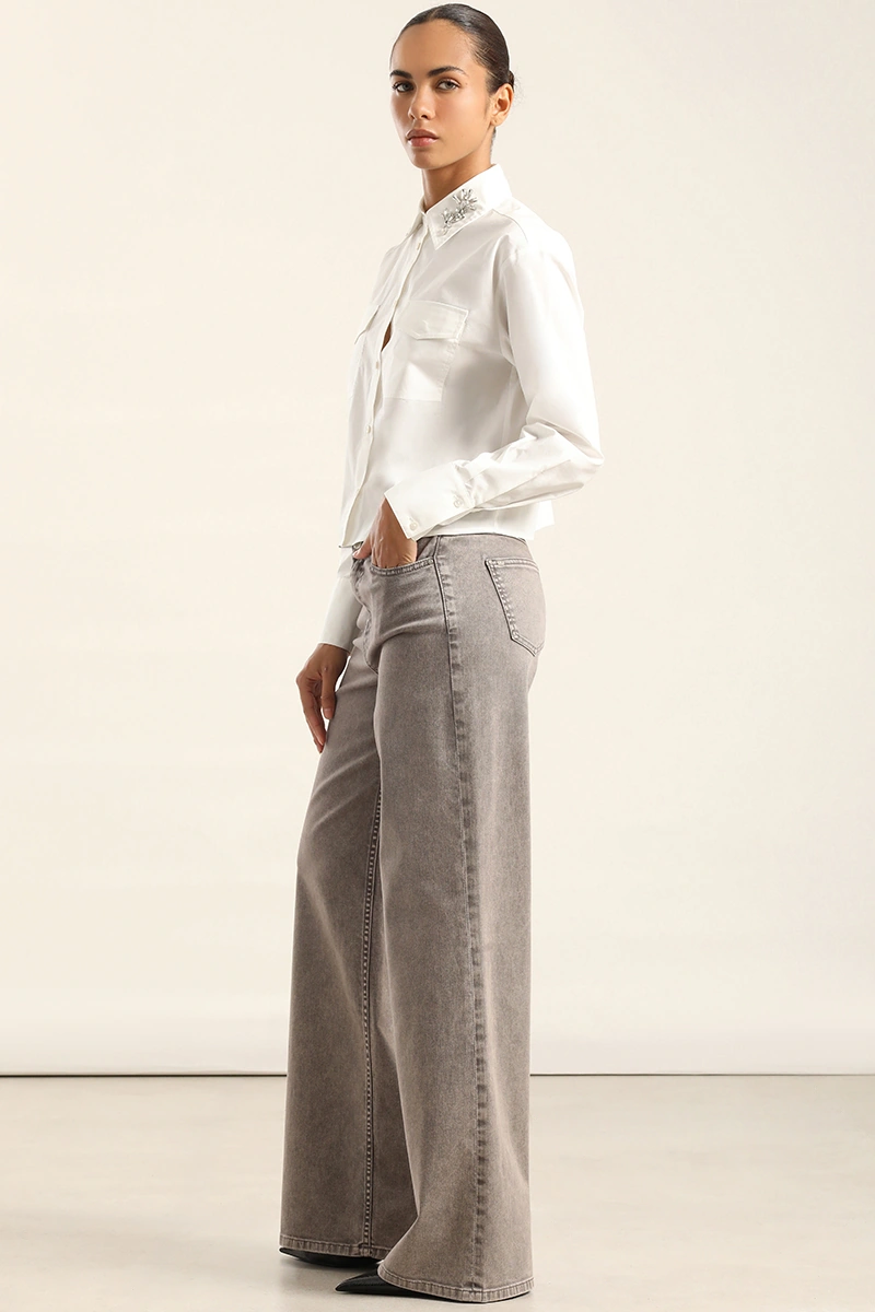 CAMISA ALGODÓN MANGA LARGA MUJER LIOLA STRASS - 2