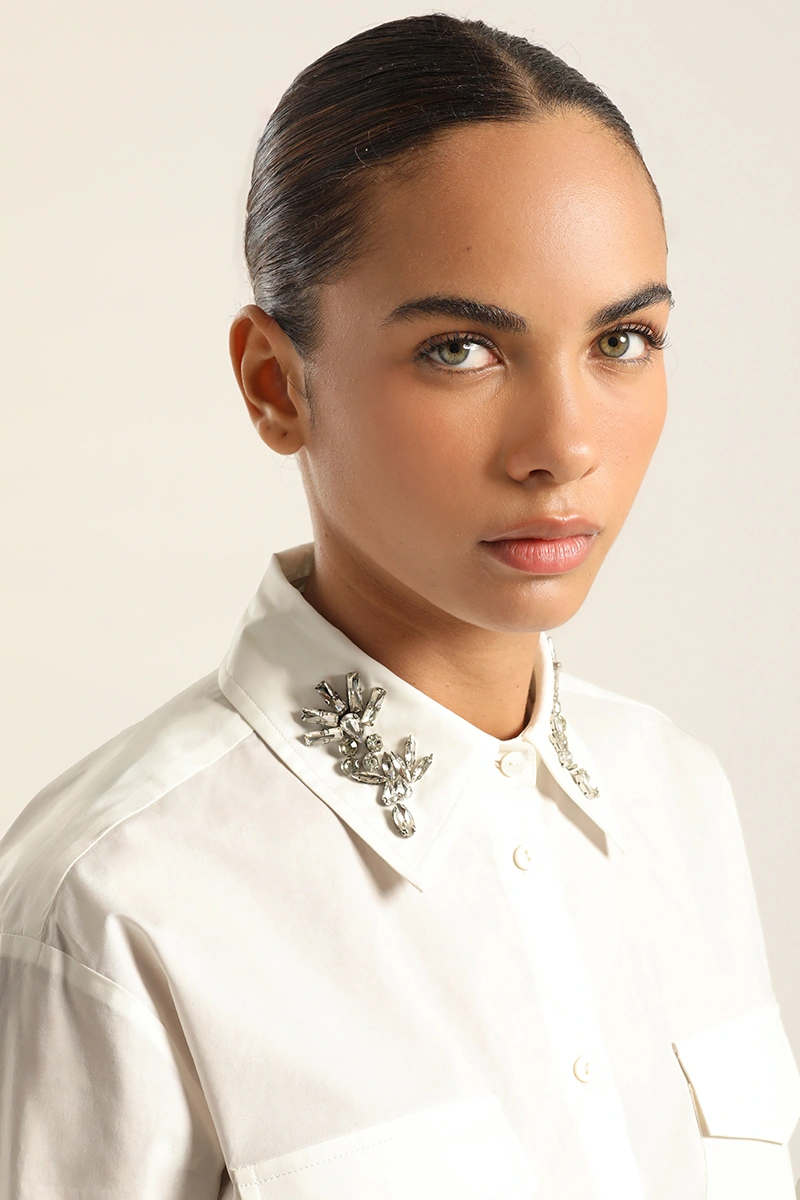 CAMISA ALGODÓN MANGA LARGA MUJER LIOLA STRASS - 3