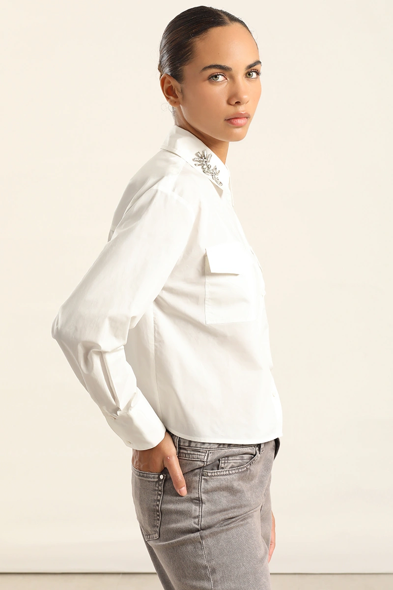 CAMISA ALGODÓN MANGA LARGA MUJER LIOLA STRASS - 4