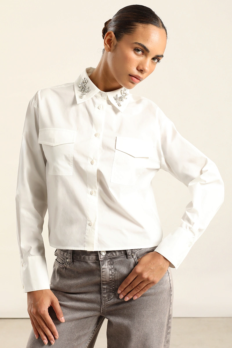CAMISA ALGODÓN MANGA LARGA MUJER LIOLA STRASS - 7