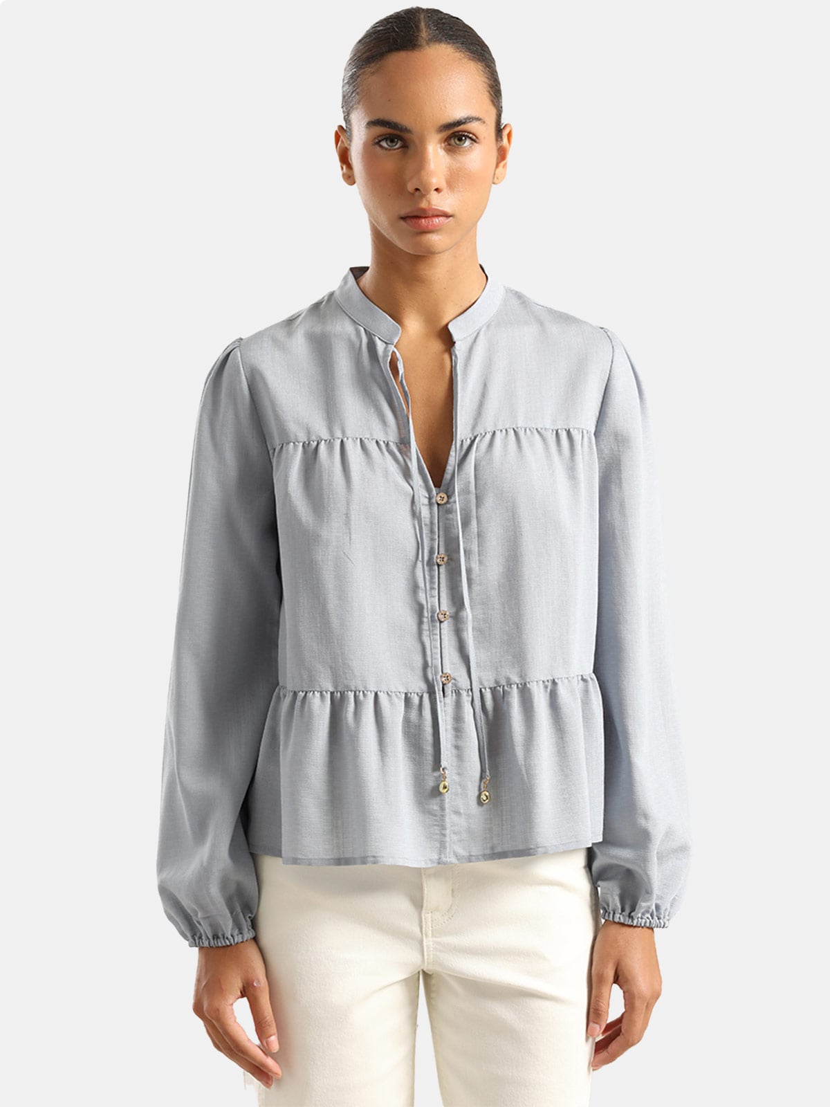 BLUSA MANGA LARGA MUJER LIOLA ROMANTICA PANELES - 1