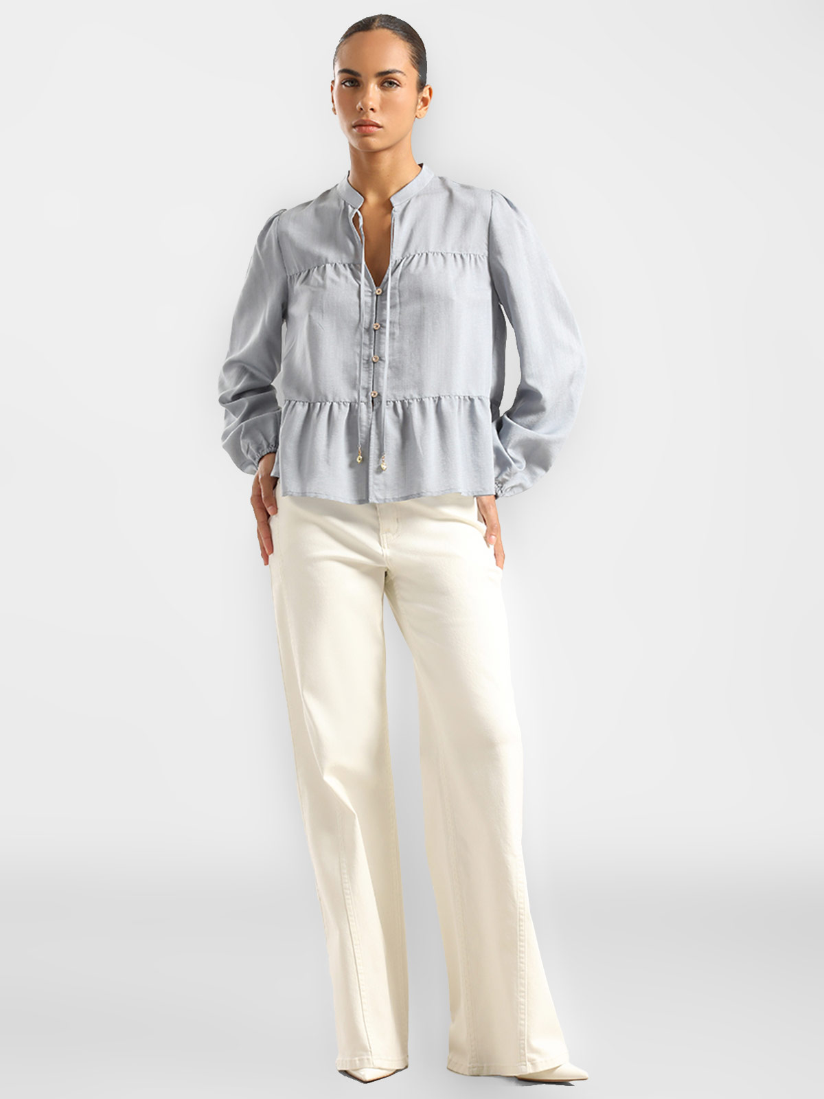 BLUSA MANGA LARGA MUJER LIOLA ROMANTICA PANELES - 5