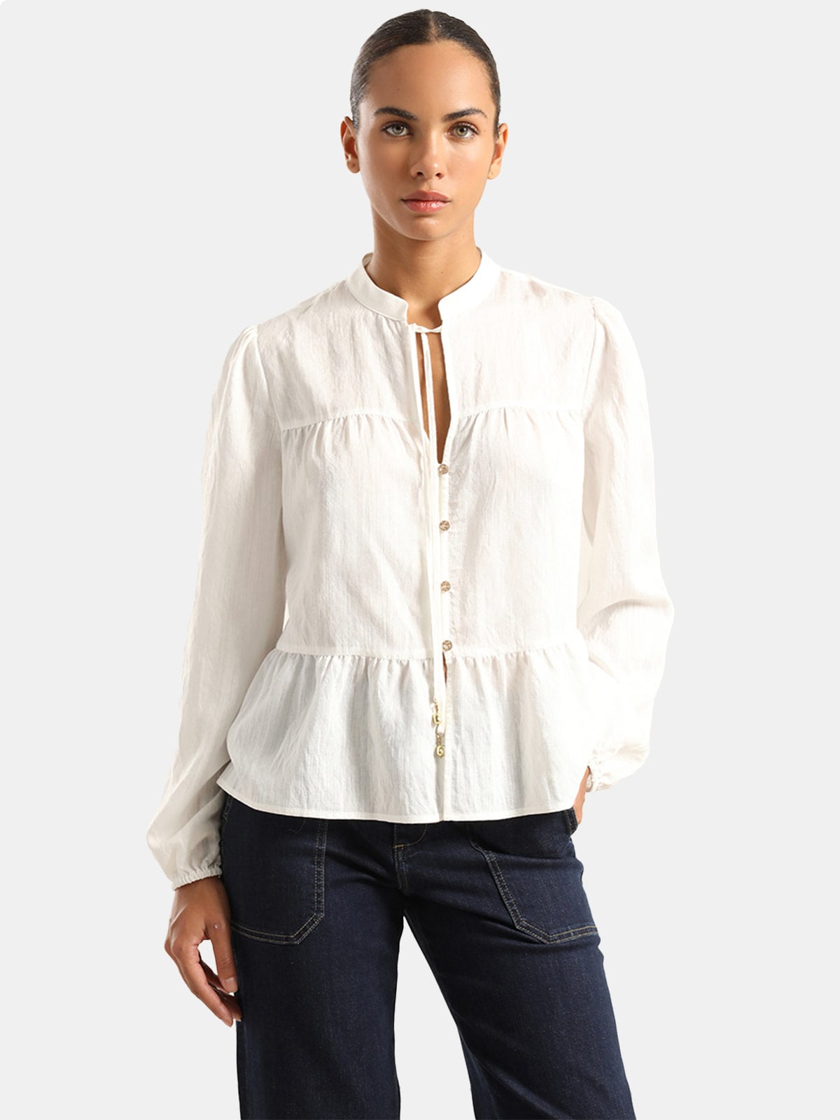 BLUSA MANGA LARGA MUJER LIOLA ROMANTICA PANELES - 1