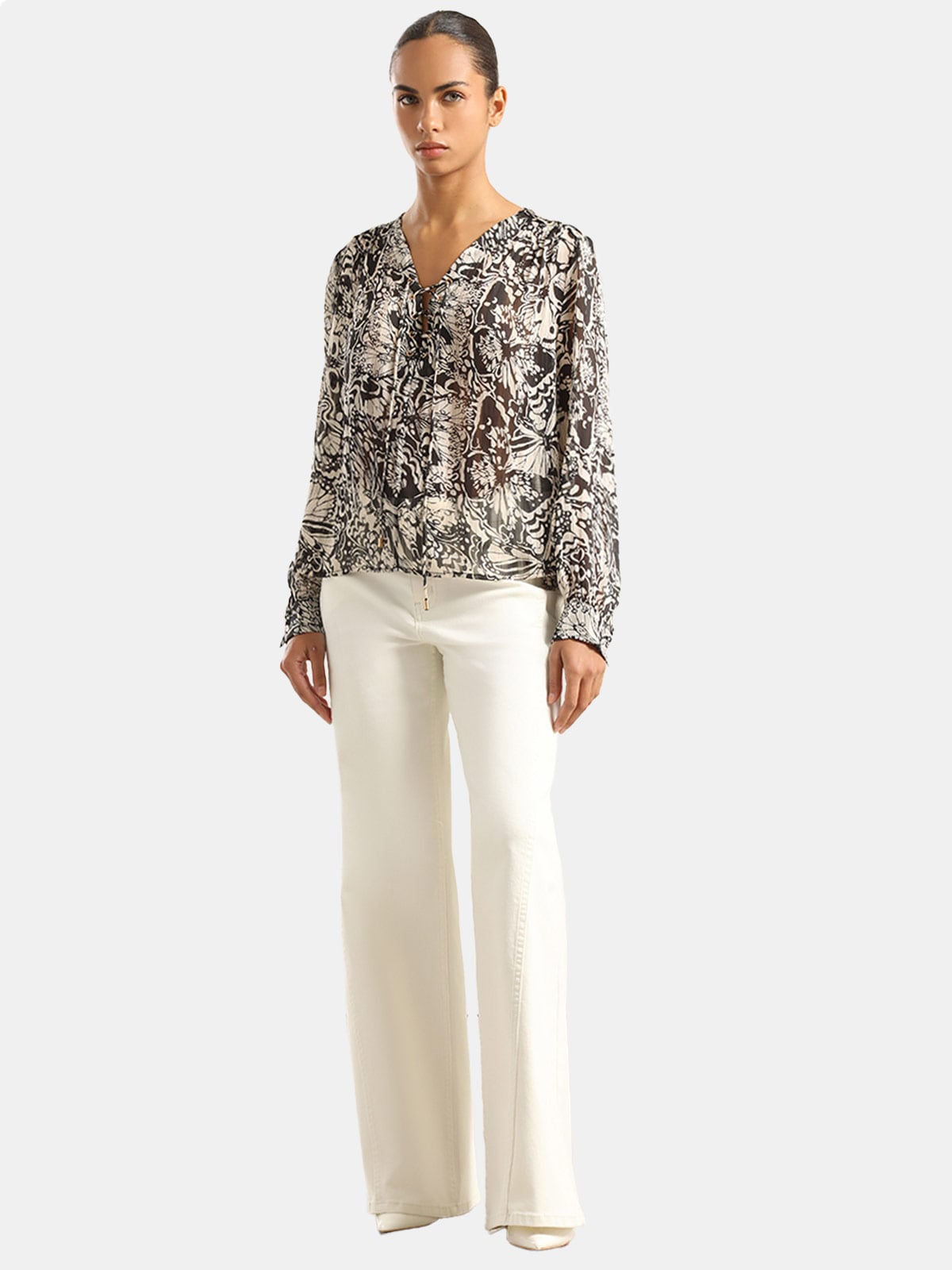 BLUSA MANGA LARGA HILO METALIZADO MUJER LIOLA ESTAMPADA - 4