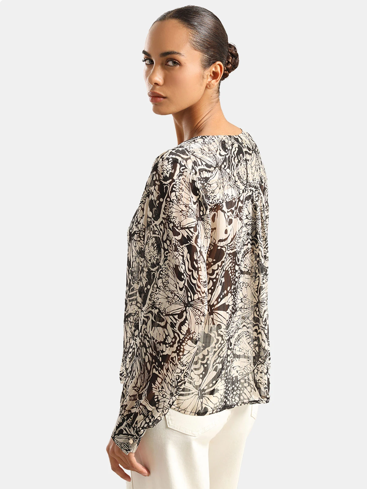 BLUSA MANGA LARGA HILO METALIZADO MUJER LIOLA ESTAMPADA - 2