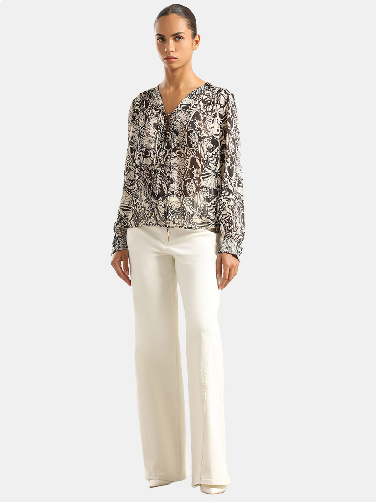 BLUSA MANGA LARGA HILO METALIZADO MUJER LIOLA ESTAMPADA - 4