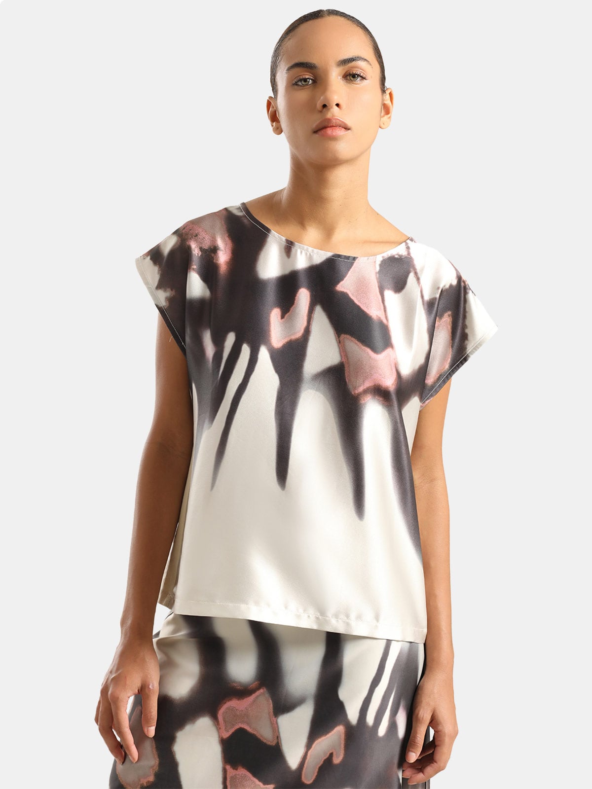 TOP MANGA CORTA SATIN MUJER LIOLA ESTAMPADO - 1
